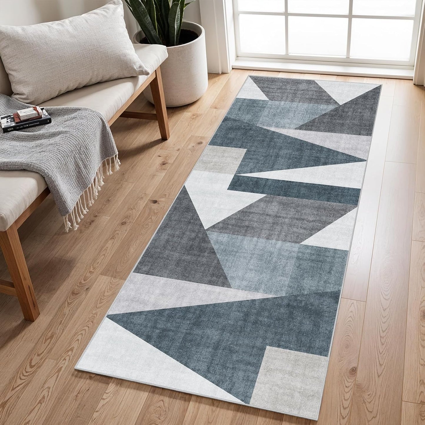 Washable Modern Area Rug: 10x14 Large Geometric Area Rugs for Living Room & Bedroom with Non-Slip Backing Modern Geometric Carpet for Living Room Brown Grey 10'x14'.