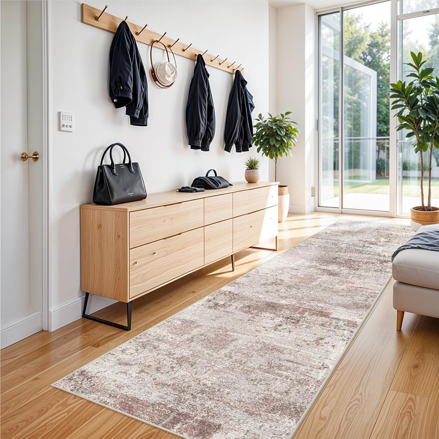 RUUGME Washable 10X14 Rug Abstract - Living Room Bedroom Large Area Rug Indoor Farmhouse Stain Resistant Carpet Non-Slip Machine Washable Distressed Soft Room Decor 10X14 Grey