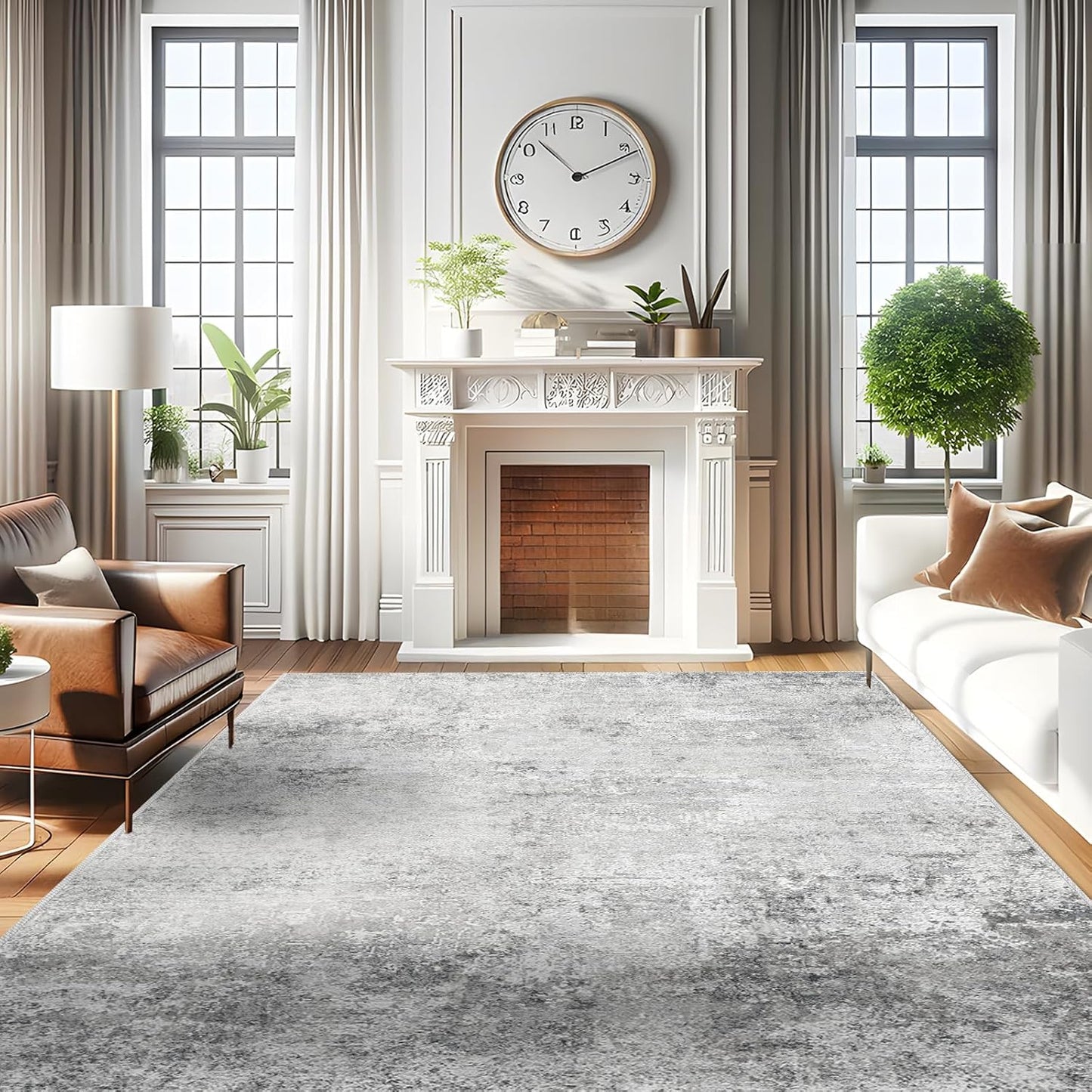 RUUGME Washable 10X14 Rug Abstract - Living Room Bedroom Large Area Rug Indoor Farmhouse Stain Resistant Carpet Non-Slip Machine Washable Distressed Soft Room Decor 10X14 Grey