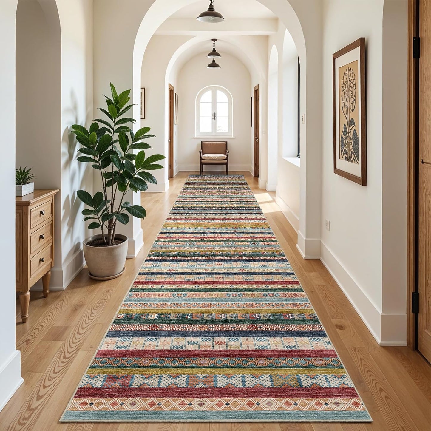 Washable Modern Area Rug: 10x14 Large Geometric Area Rugs for Living Room & Bedroom with Non-Slip Backing Modern Geometric Carpet for Living Room Brown Grey 10'x14'.