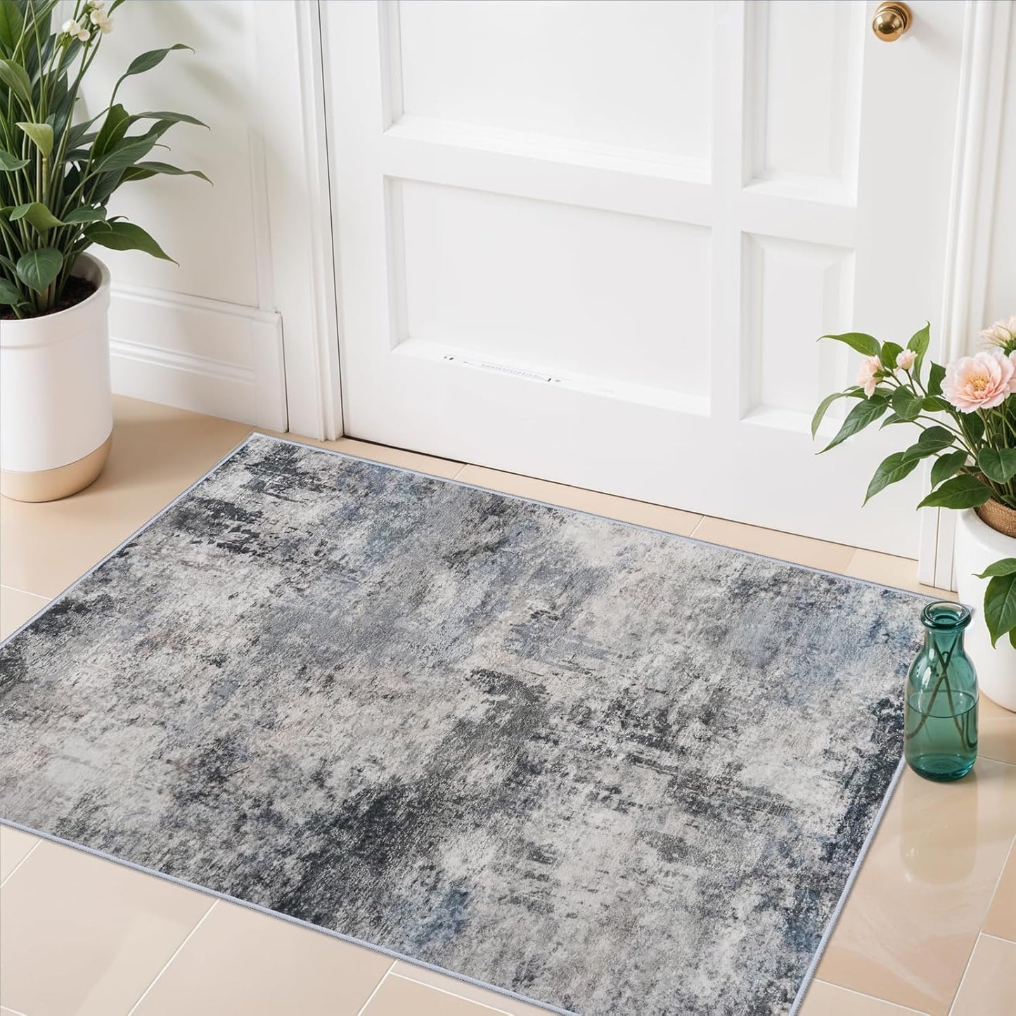 RUUGME Washable 10X14 Rug Abstract - Living Room Bedroom Large Area Rug Indoor Farmhouse Stain Resistant Carpet Non-Slip Machine Washable Distressed Soft Room Decor 10X14 Grey