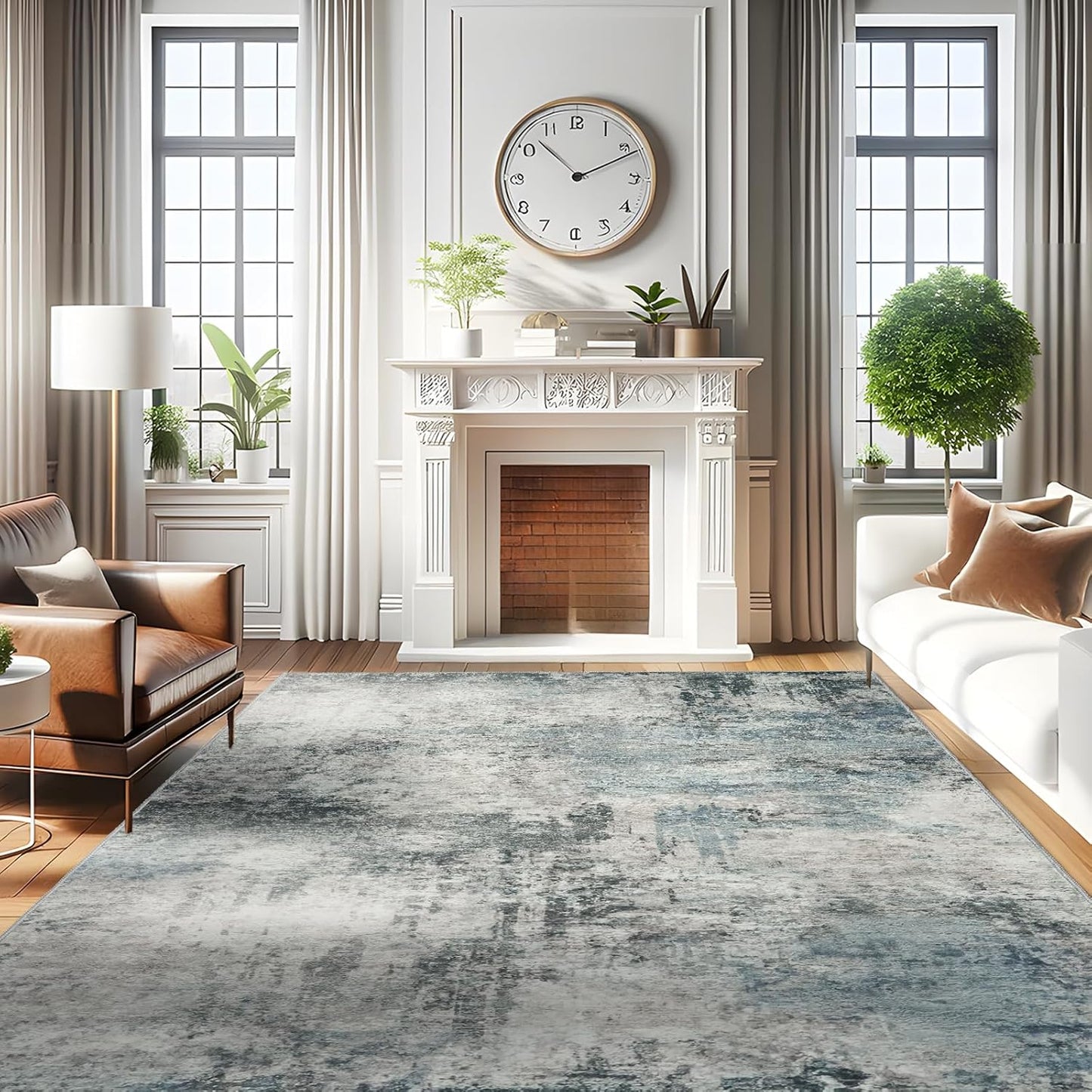 RUUGME Washable 10X14 Rug Abstract - Living Room Bedroom Large Area Rug Indoor Farmhouse Stain Resistant Carpet Non-Slip Machine Washable Distressed Soft Room Decor 10X14 Grey