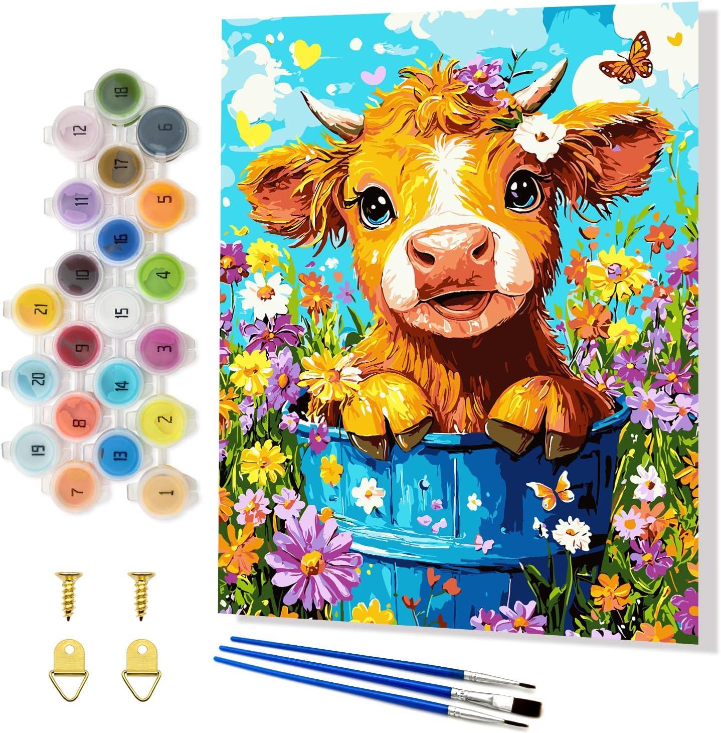 Yunnuo Paint by Numbers for Adults Black Cat, Paint by Numbers Kit on Canvas for Beginners, Starry Night Number Painting Set Craft Supplies, 3 Paintbrushes and Acrylic Paint 16x20 Inch