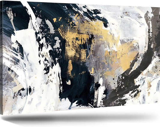 PENNLYNN Black and Gold Wall Art Abstract Art Wall Decor for Office Bedroom Large Wall Pictures for Living Room Minimalist Home Decor Oversized Wall Decoration