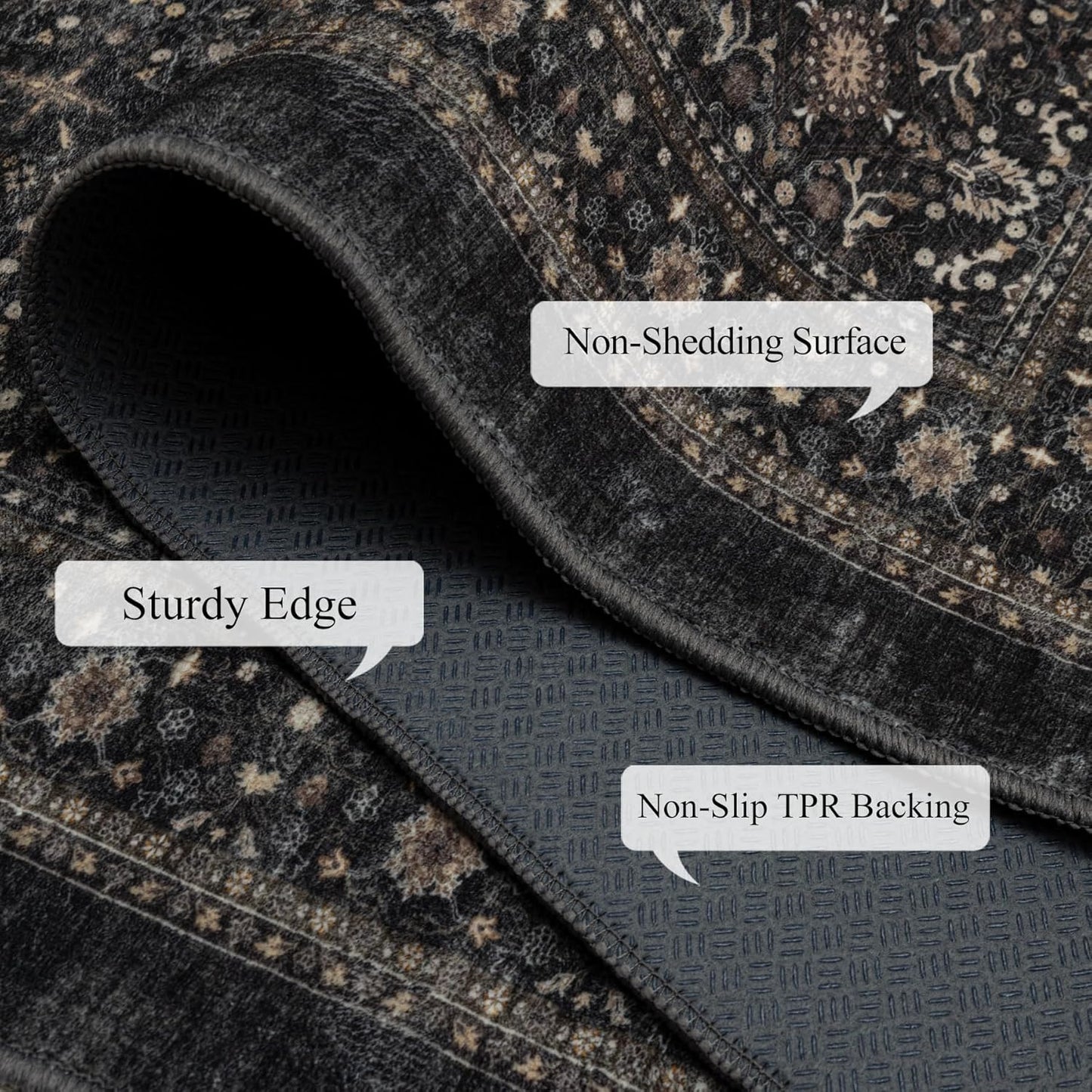 Area Rug Non Slip Machine Washable Ultra Soft Living Room/Bedroom/Kitchen/Outdoor/Classroom Dark Gray, 8'×10'