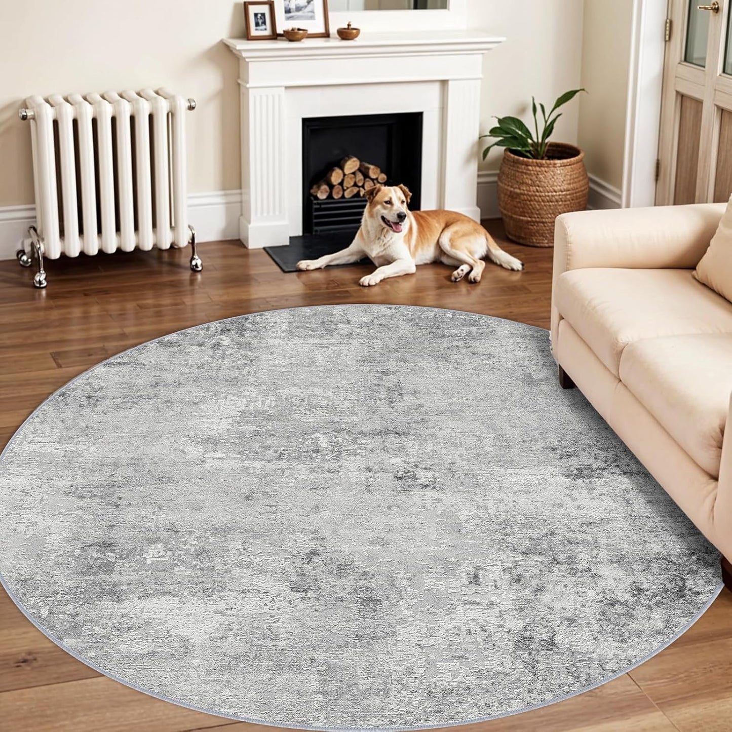 RUUGME Washable 10X14 Rug Abstract - Living Room Bedroom Large Area Rug Indoor Farmhouse Stain Resistant Carpet Non-Slip Machine Washable Distressed Soft Room Decor 10X14 Grey