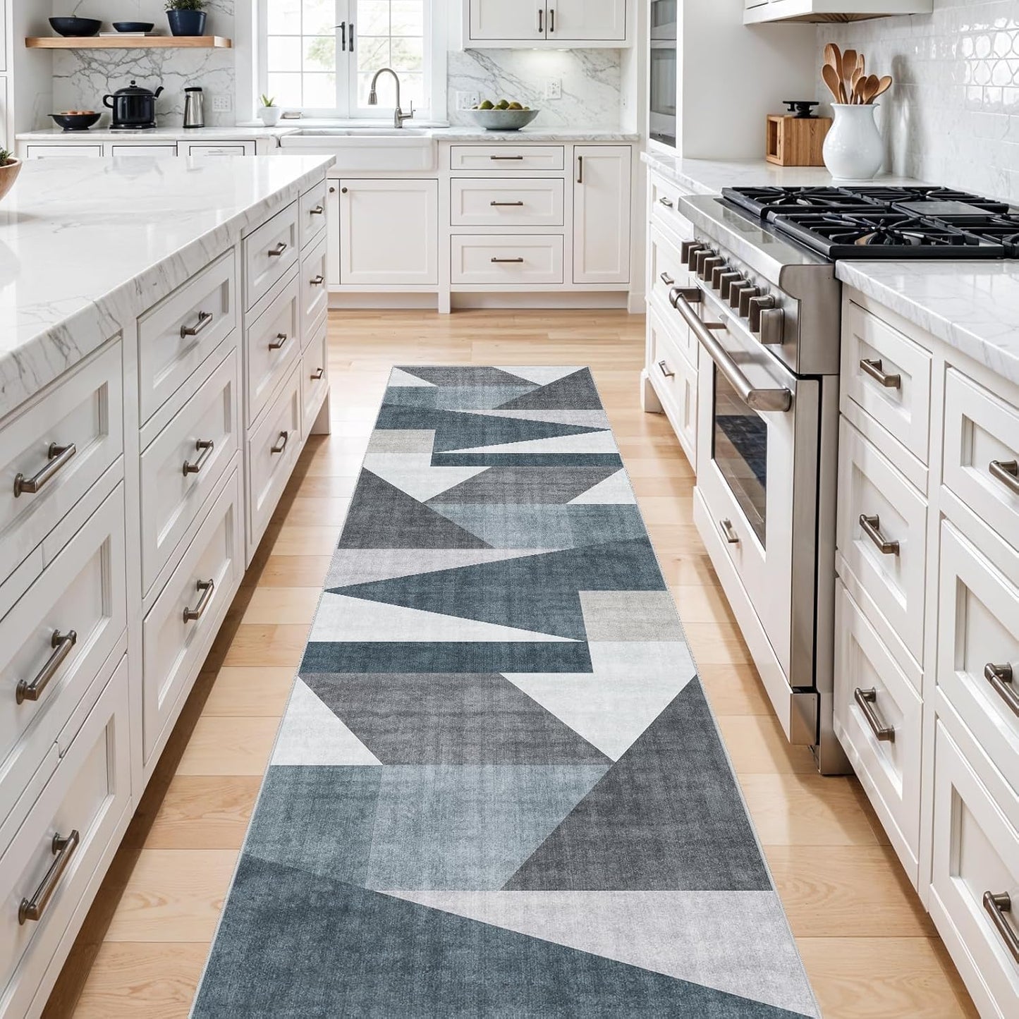 Washable Modern Area Rug: 10x14 Large Geometric Area Rugs for Living Room & Bedroom with Non-Slip Backing Modern Geometric Carpet for Living Room Brown Grey 10'x14'.