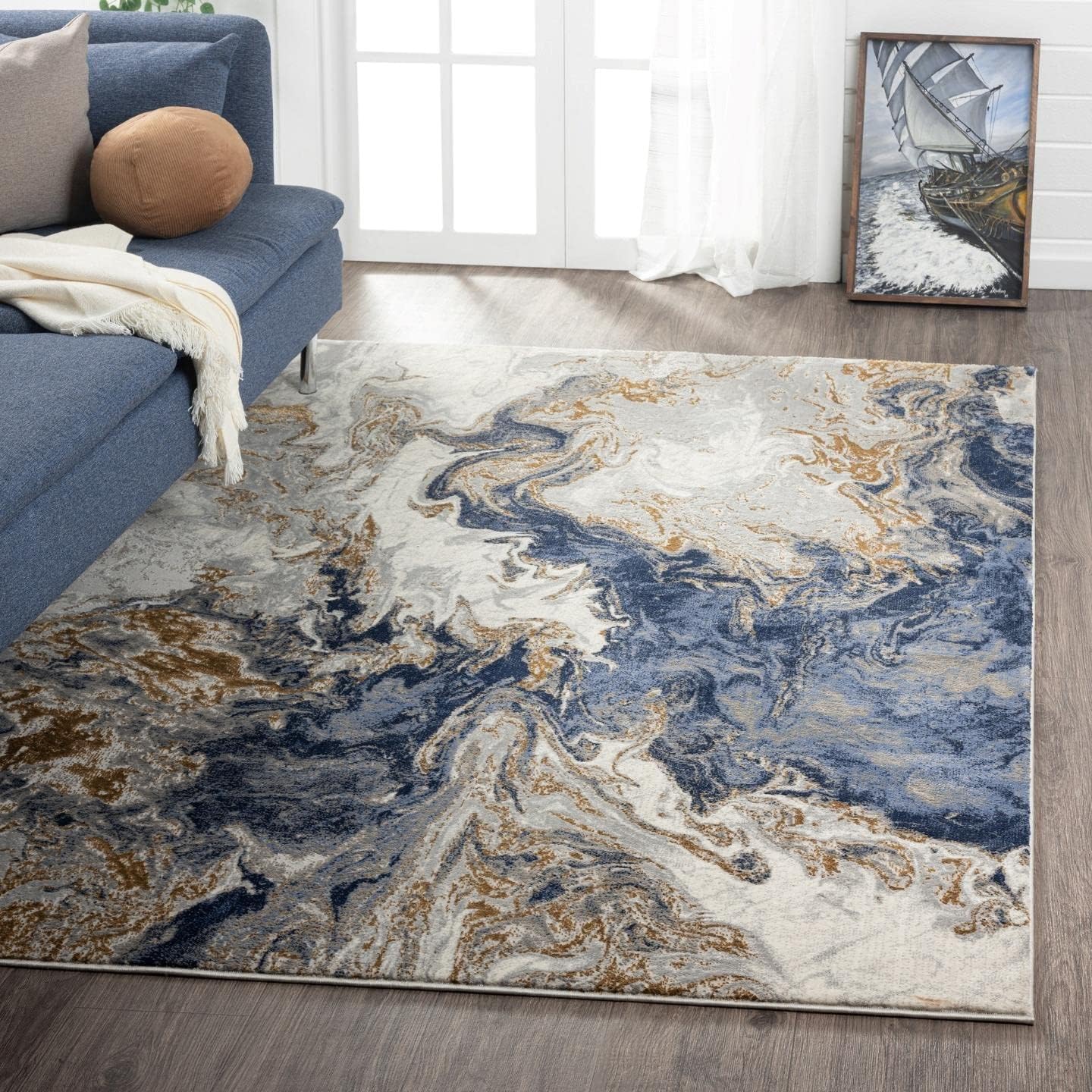 LUXE WEAVERS Marble Swirl Abstract Area Rug, Gray 5x7