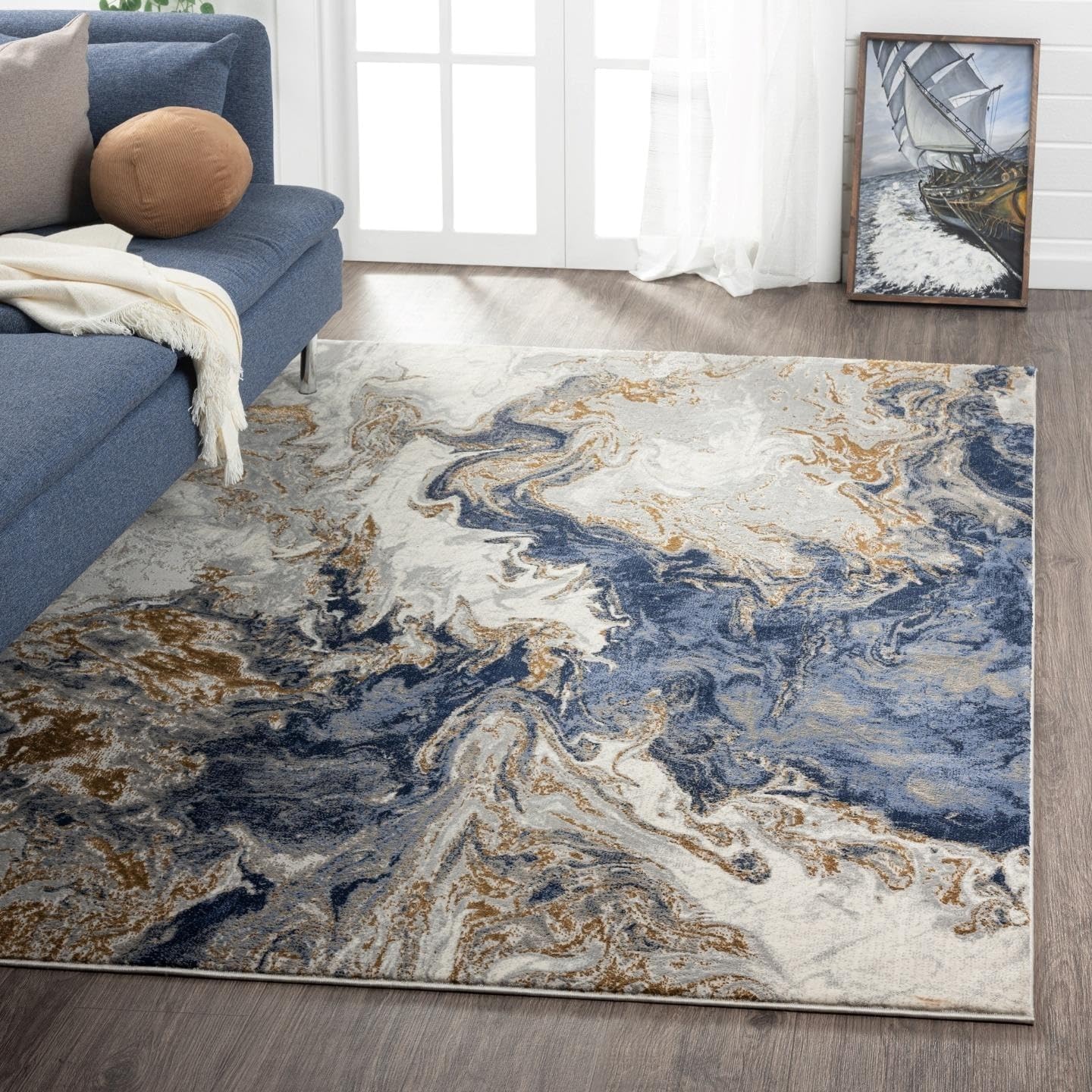 LUXE WEAVERS Marble Swirl Abstract Area Rug, Gray 5x7