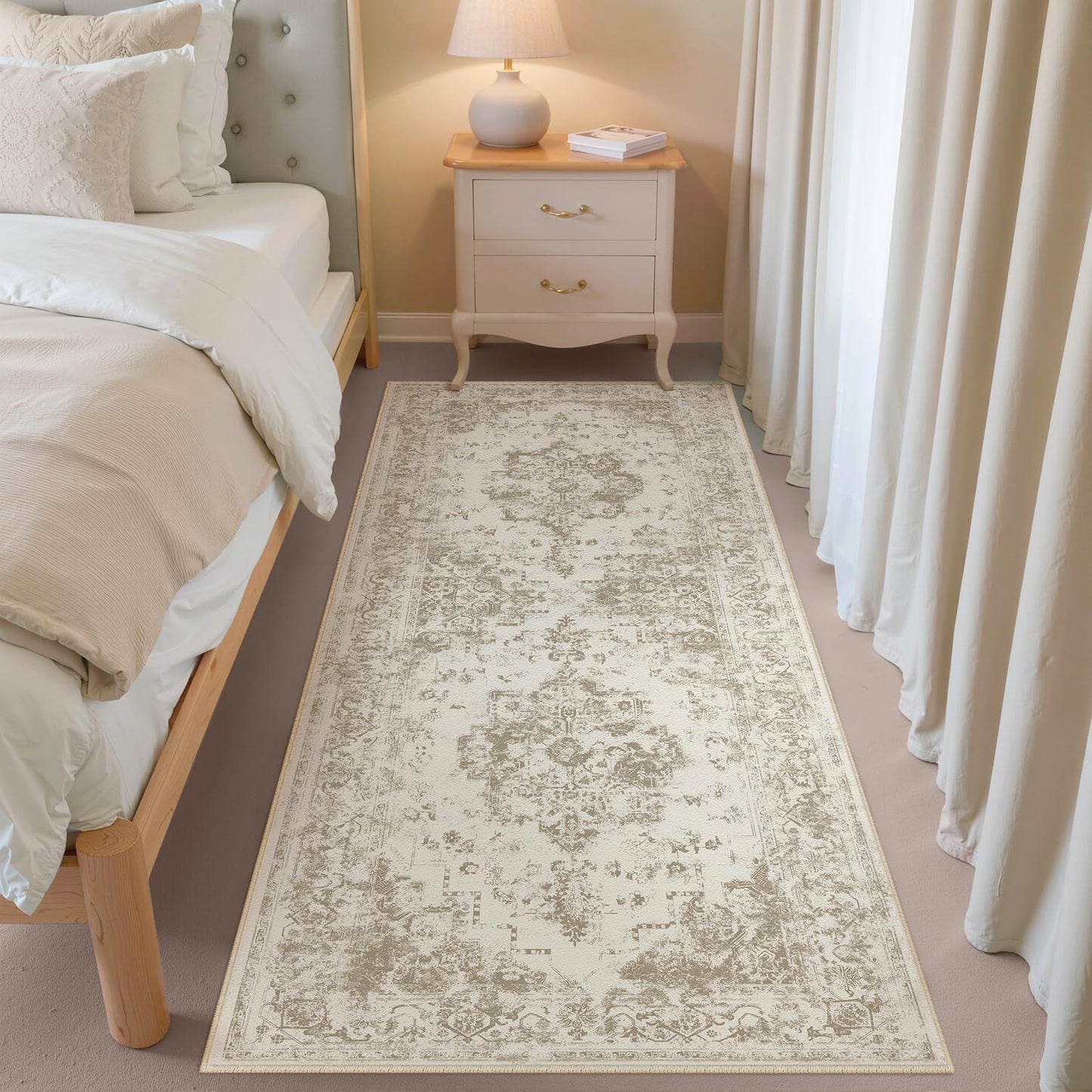 6x9 Washable Area Rug Beige Grey Neutral Abstract Living Room Bedroom Large Throw Rug Non Slip Soft Low Pile Indoor Floor Carpet for Dining Room Kitchen Office Entryway