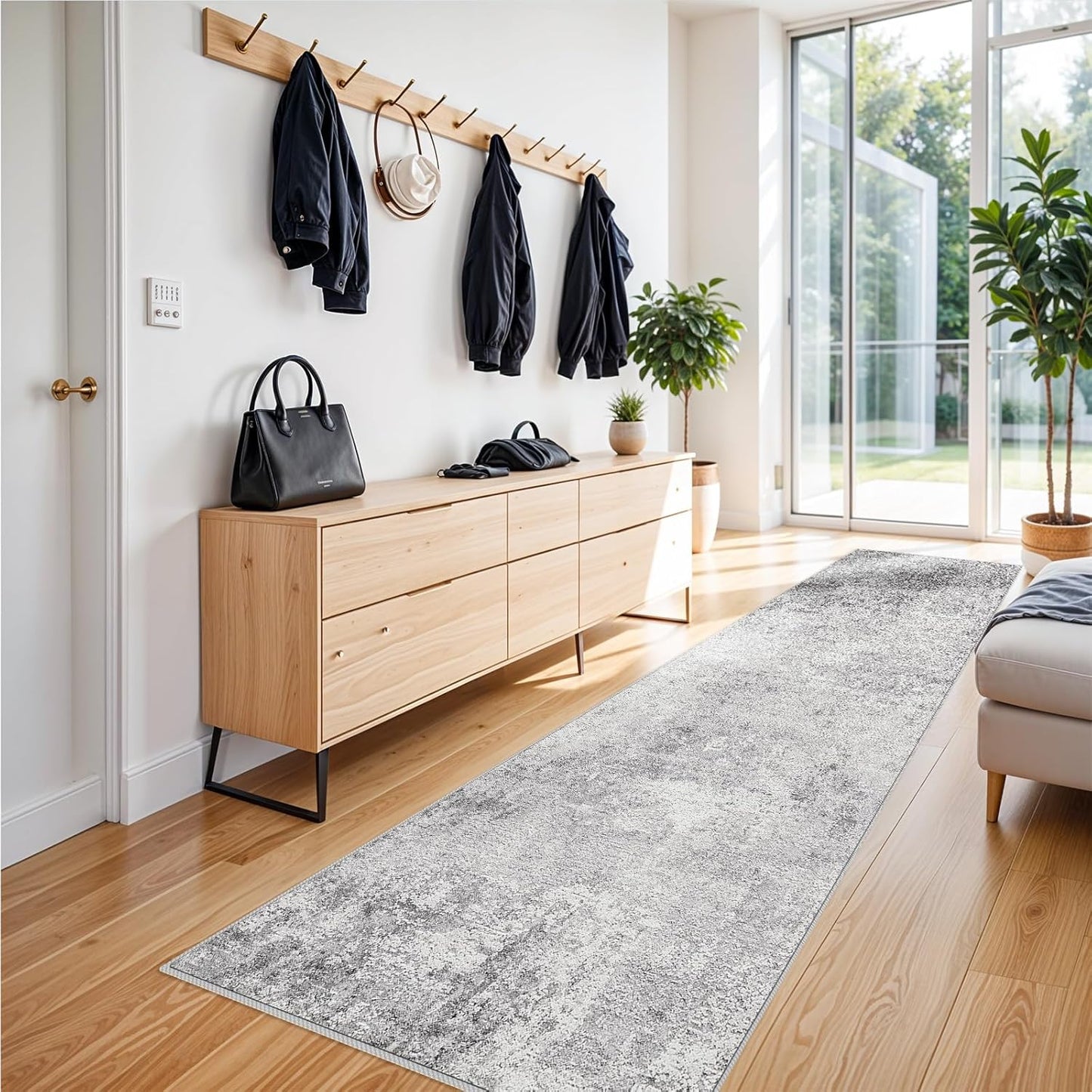 RUUGME Washable 10X14 Rug Abstract - Living Room Bedroom Large Area Rug Indoor Farmhouse Stain Resistant Carpet Non-Slip Machine Washable Distressed Soft Room Decor 10X14 Grey