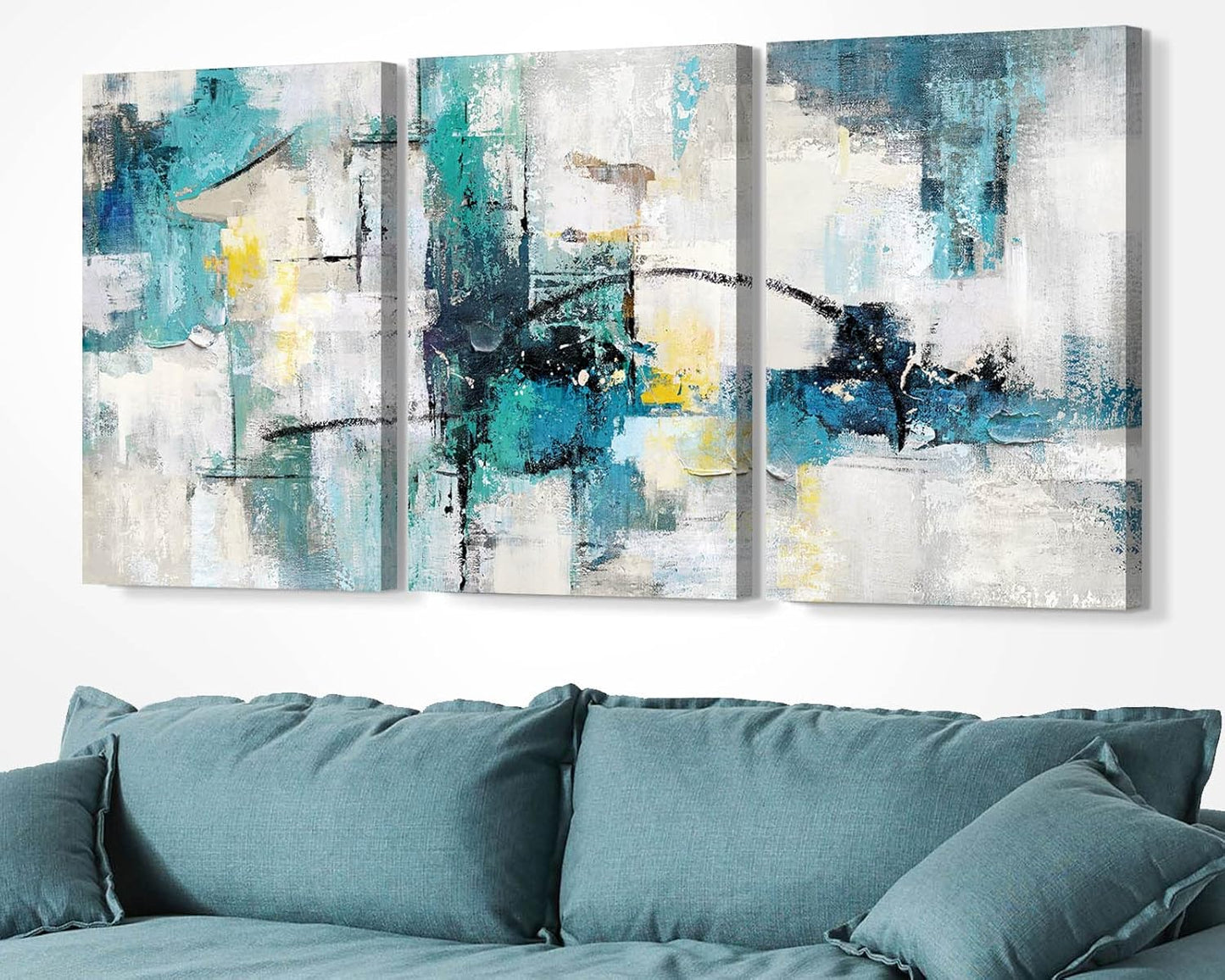 GIFTTWART Oversized Abstract Wall Art – Black White and Gold Canvas Painting with Textured Look for Living Room or Office Decoration