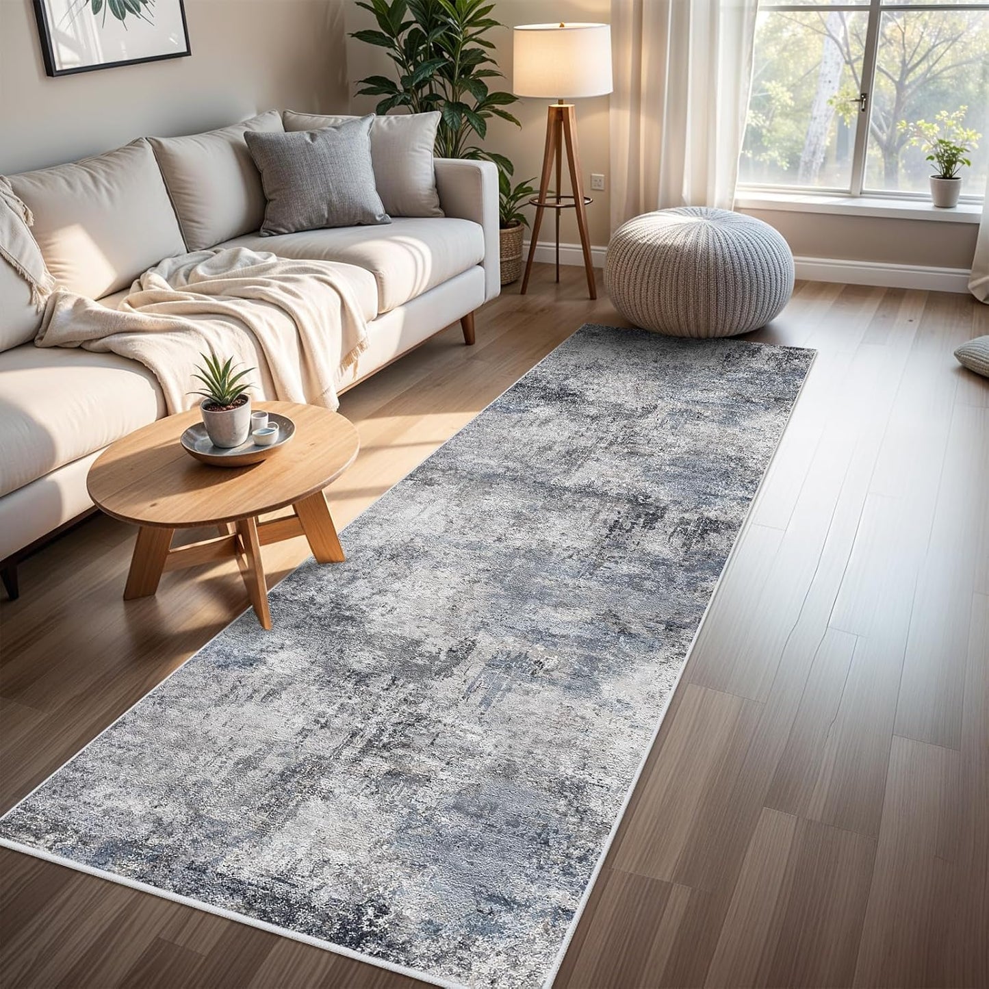 RUUGME Washable 10X14 Rug Abstract - Living Room Bedroom Large Area Rug Indoor Farmhouse Stain Resistant Carpet Non-Slip Machine Washable Distressed Soft Room Decor 10X14 Grey