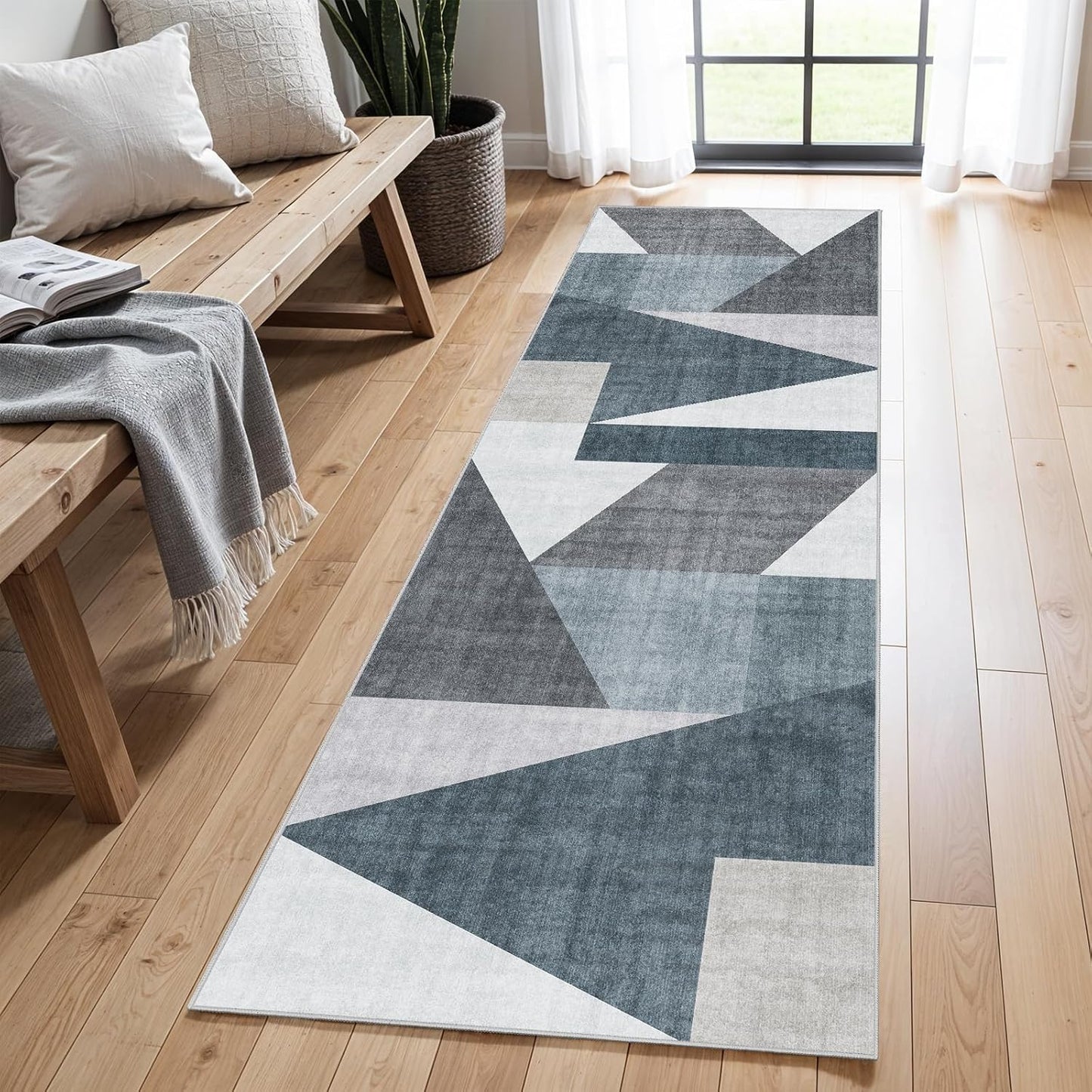 Washable Modern Area Rug: 10x14 Large Geometric Area Rugs for Living Room & Bedroom with Non-Slip Backing Modern Geometric Carpet for Living Room Brown Grey 10'x14'.