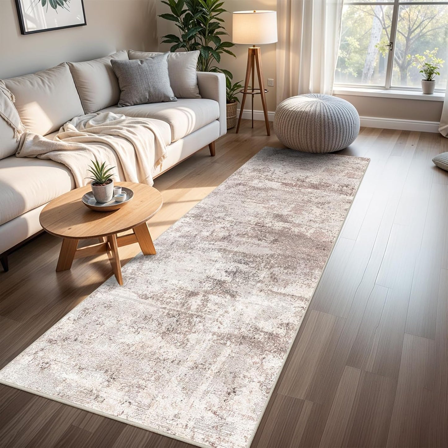RUUGME Washable 10X14 Rug Abstract - Living Room Bedroom Large Area Rug Indoor Farmhouse Stain Resistant Carpet Non-Slip Machine Washable Distressed Soft Room Decor 10X14 Grey
