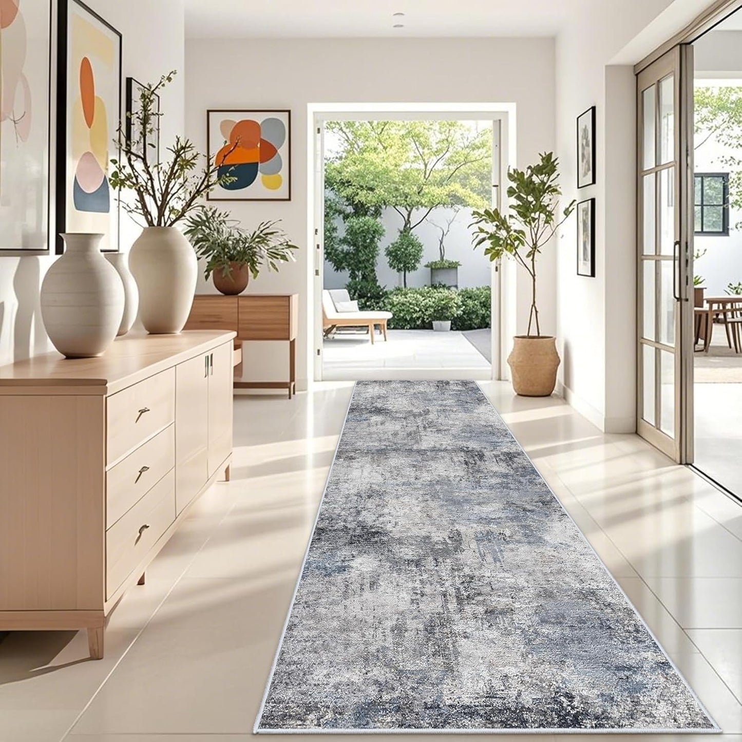 RUUGME Washable 10X14 Rug Abstract - Living Room Bedroom Large Area Rug Indoor Farmhouse Stain Resistant Carpet Non-Slip Machine Washable Distressed Soft Room Decor 10X14 Grey
