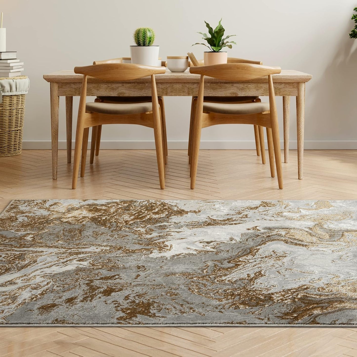 LUXE WEAVERS Marble Swirl Abstract Area Rug, Gray 5x7