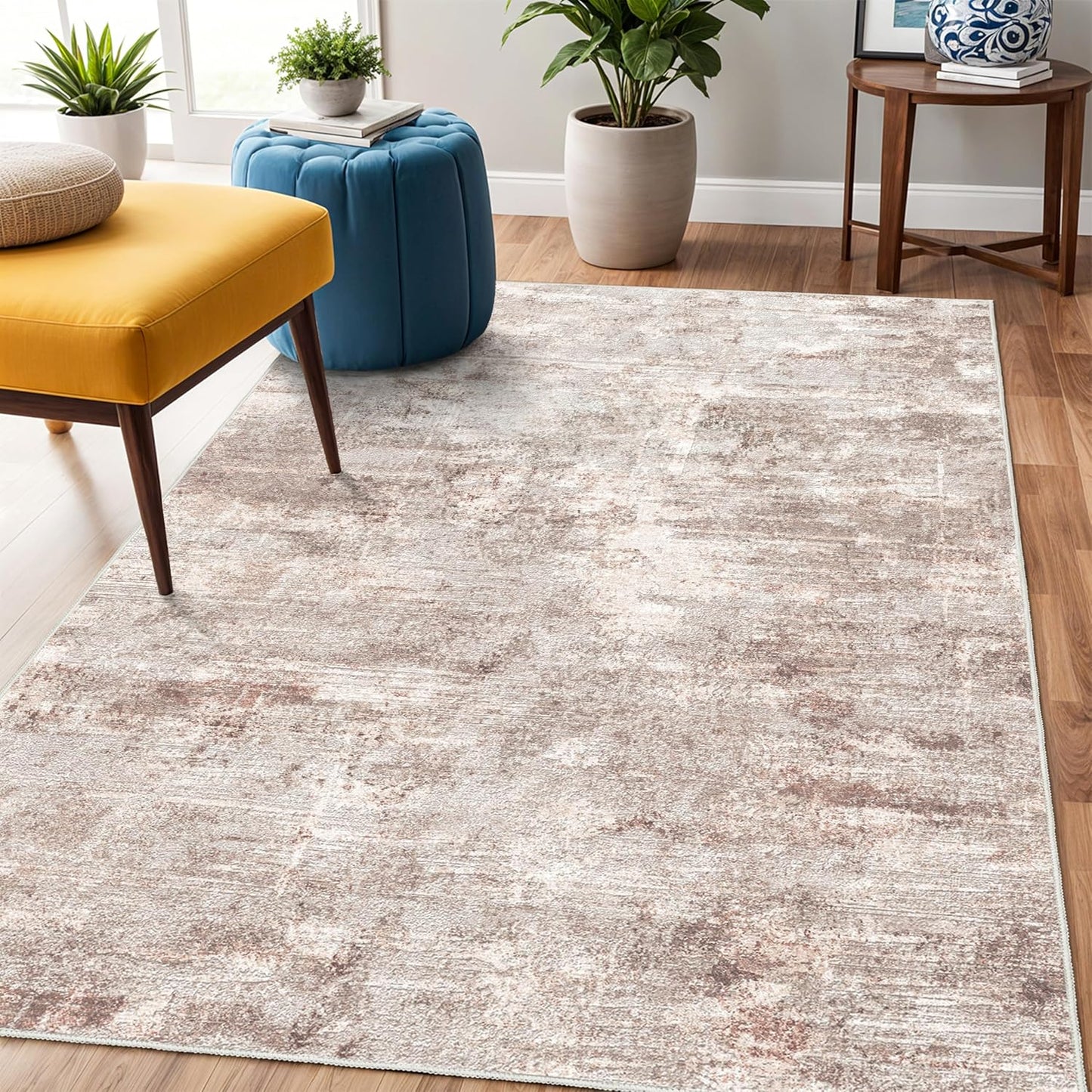 RUUGME Washable 10X14 Rug Abstract - Living Room Bedroom Large Area Rug Indoor Farmhouse Stain Resistant Carpet Non-Slip Machine Washable Distressed Soft Room Decor 10X14 Grey