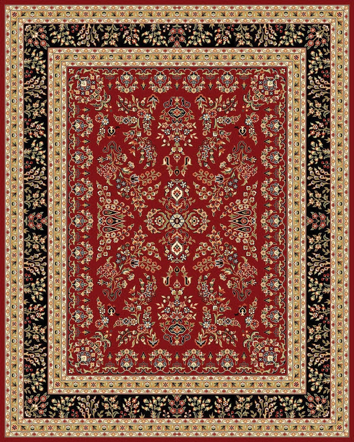SAFAVIEH Lyndhurst Collection Area Rug - 9' x 12', Red & Black, Traditional Oriental Design, Non-Shedding & Easy Care, Ideal for High Traffic Areas in Living Room, Bedroom (LNH331B)