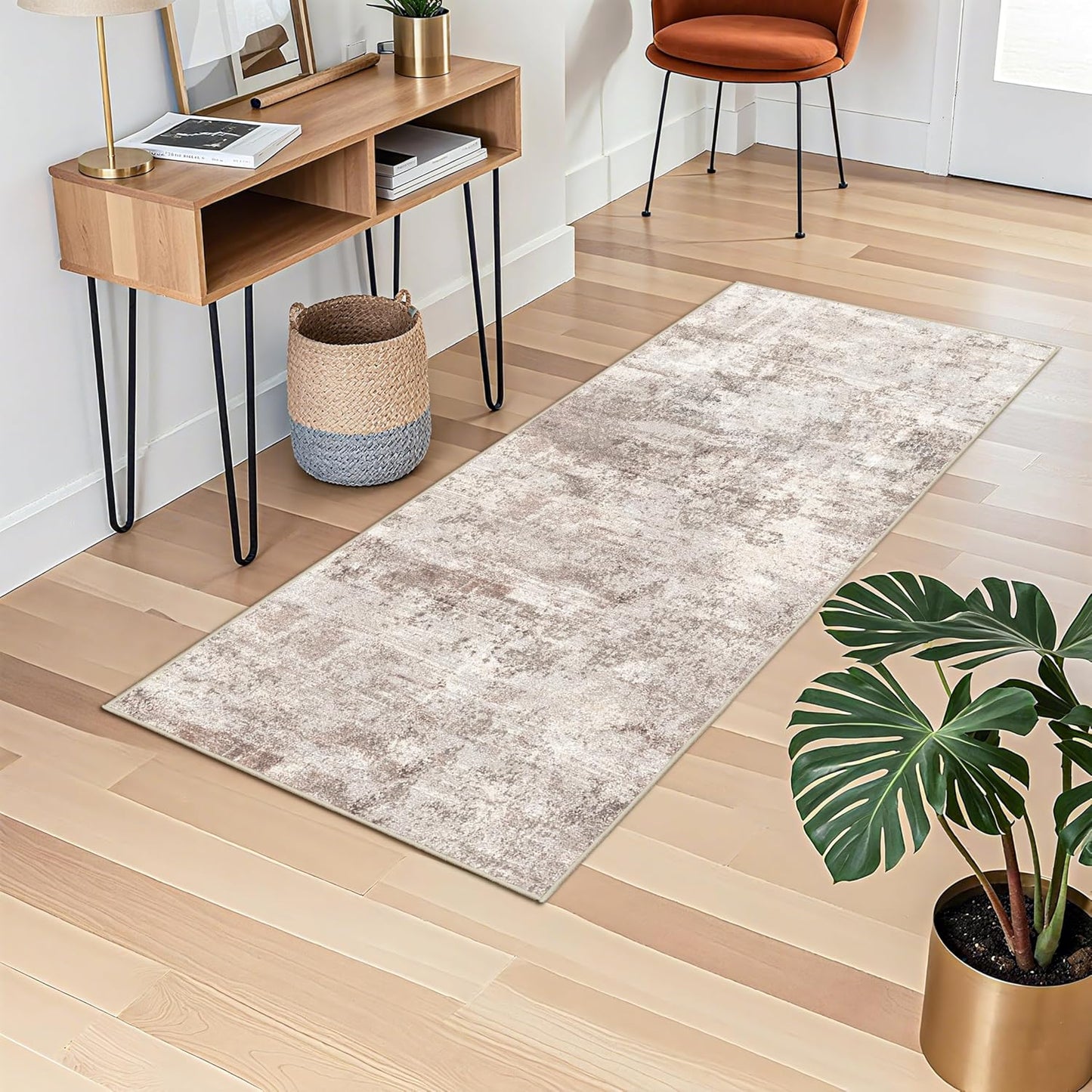 RUUGME Washable 10X14 Rug Abstract - Living Room Bedroom Large Area Rug Indoor Farmhouse Stain Resistant Carpet Non-Slip Machine Washable Distressed Soft Room Decor 10X14 Grey