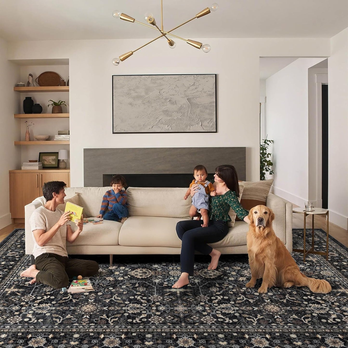 Area Rug Non Slip Machine Washable Ultra Soft Living Room/Bedroom/Kitchen/Outdoor/Classroom Dark Gray, 8'×10'