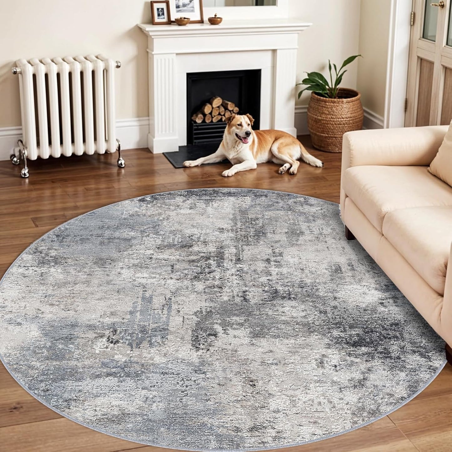 RUUGME Washable 10X14 Rug Abstract - Living Room Bedroom Large Area Rug Indoor Farmhouse Stain Resistant Carpet Non-Slip Machine Washable Distressed Soft Room Decor 10X14 Grey