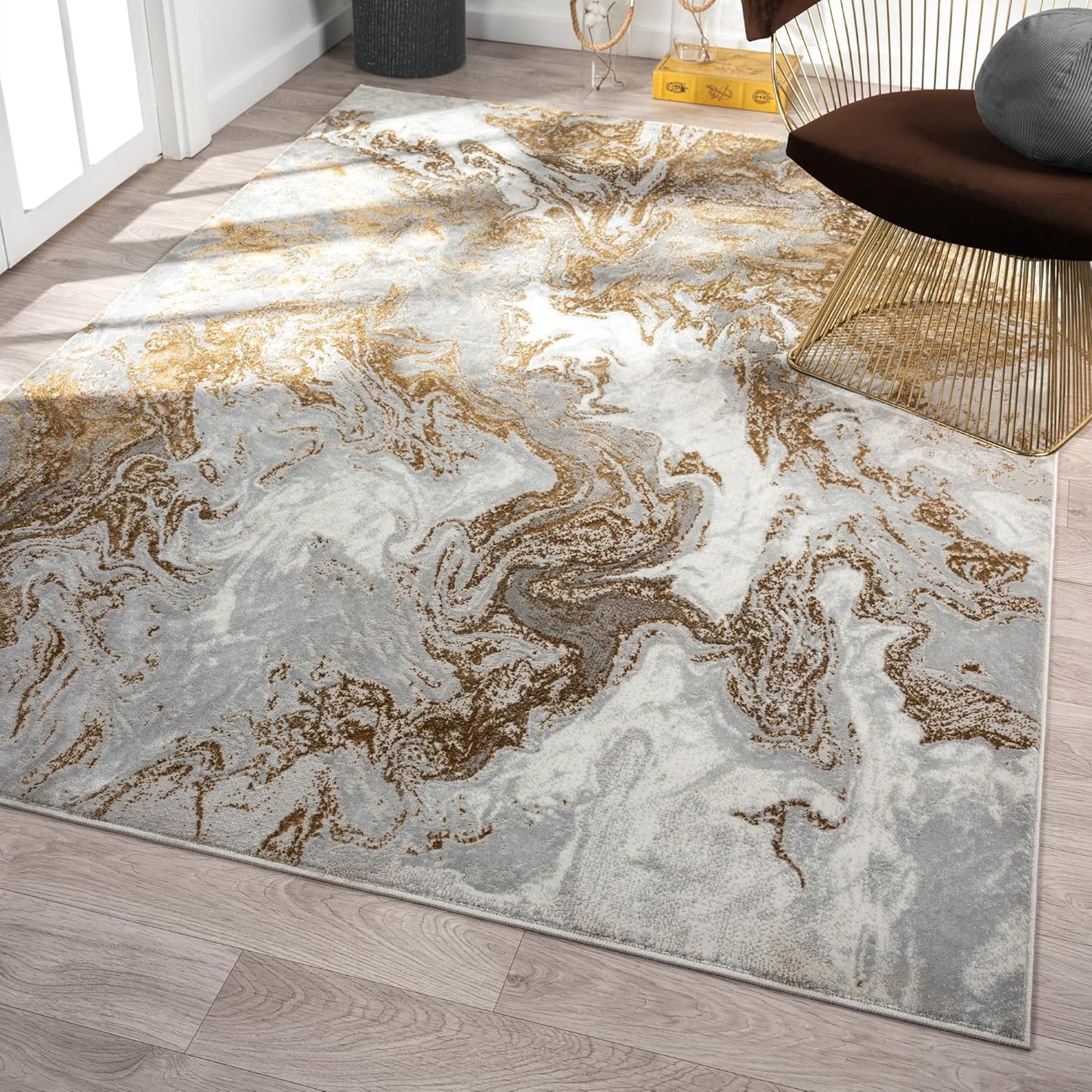 LUXE WEAVERS Marble Swirl Abstract Area Rug, Gray 5x7