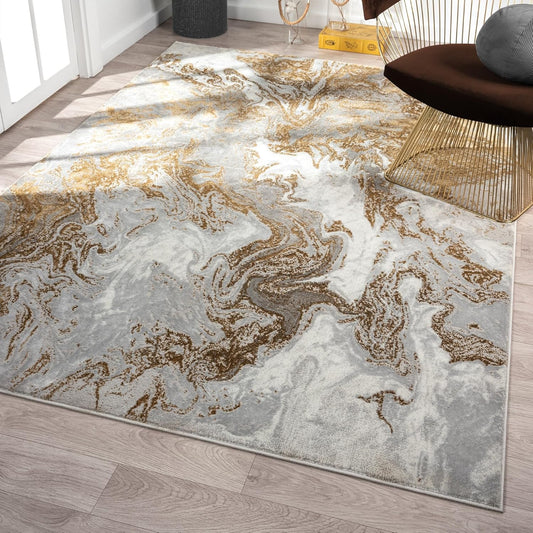 LUXE WEAVERS Marble Swirl Abstract Area Rug, Gray 5x7