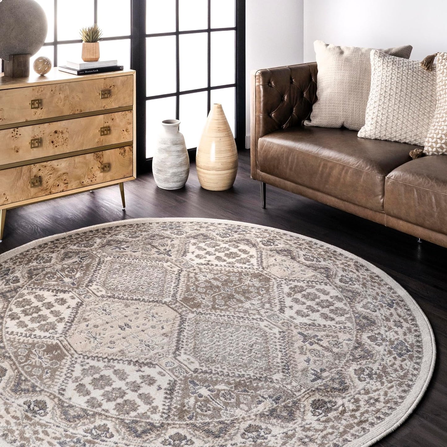 nuLOOM 9x12 Becca Traditional Tiled Area Rug, Beige, Faded Transitional Design, Stain Resistant, For Bedroom, Dining Room, Living Room, Hallway, Office, Kitchen, Entryway