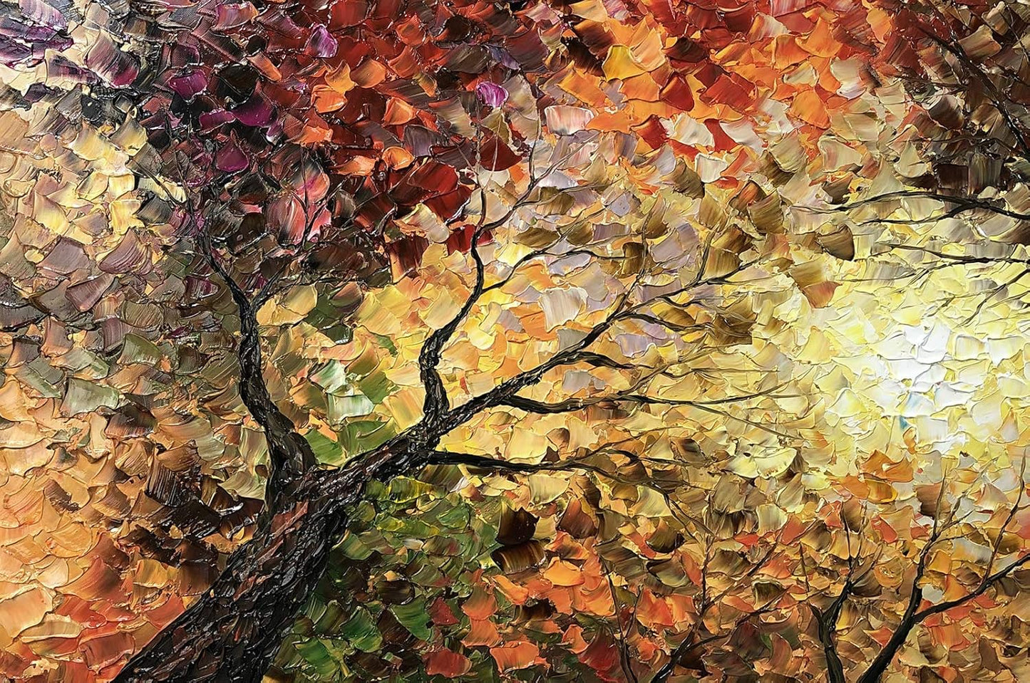 Tiancheng Art,30x60 Inch Modern Hand-Painted Tree Art Oil Painting Acrylic Abstract Wooden Frame Canvas Wall Art for Living Room Bedroom Office Hanging Residence Decorations