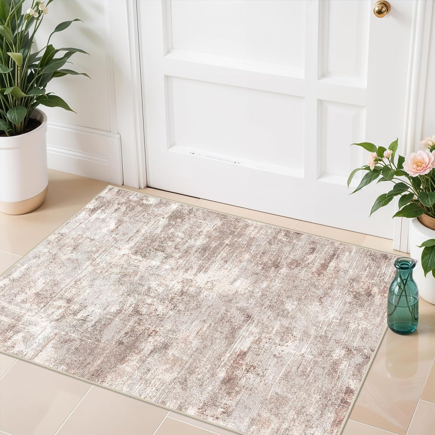 RUUGME Washable 10X14 Rug Abstract - Living Room Bedroom Large Area Rug Indoor Farmhouse Stain Resistant Carpet Non-Slip Machine Washable Distressed Soft Room Decor 10X14 Grey