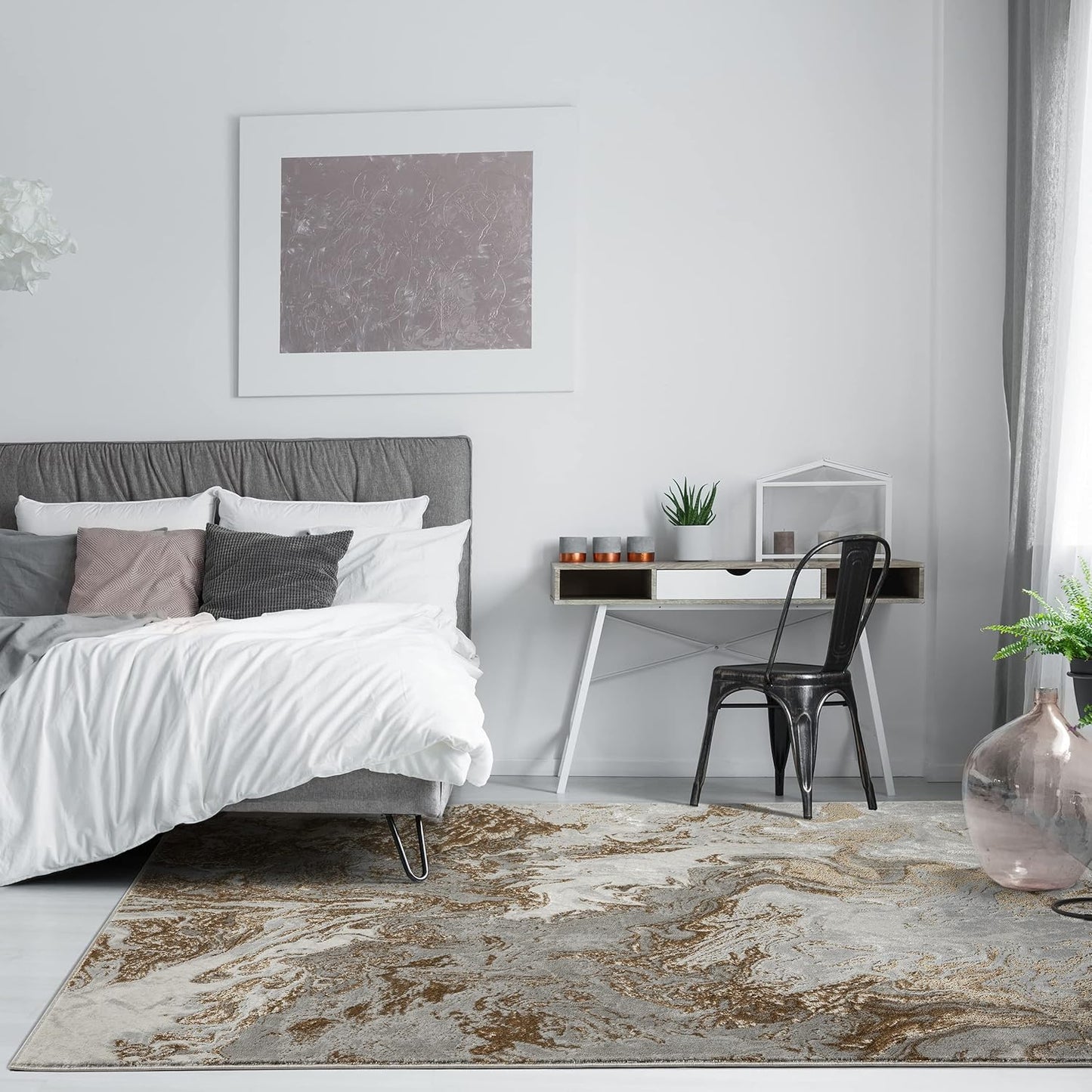 LUXE WEAVERS Marble Swirl Abstract Area Rug, Gray 5x7