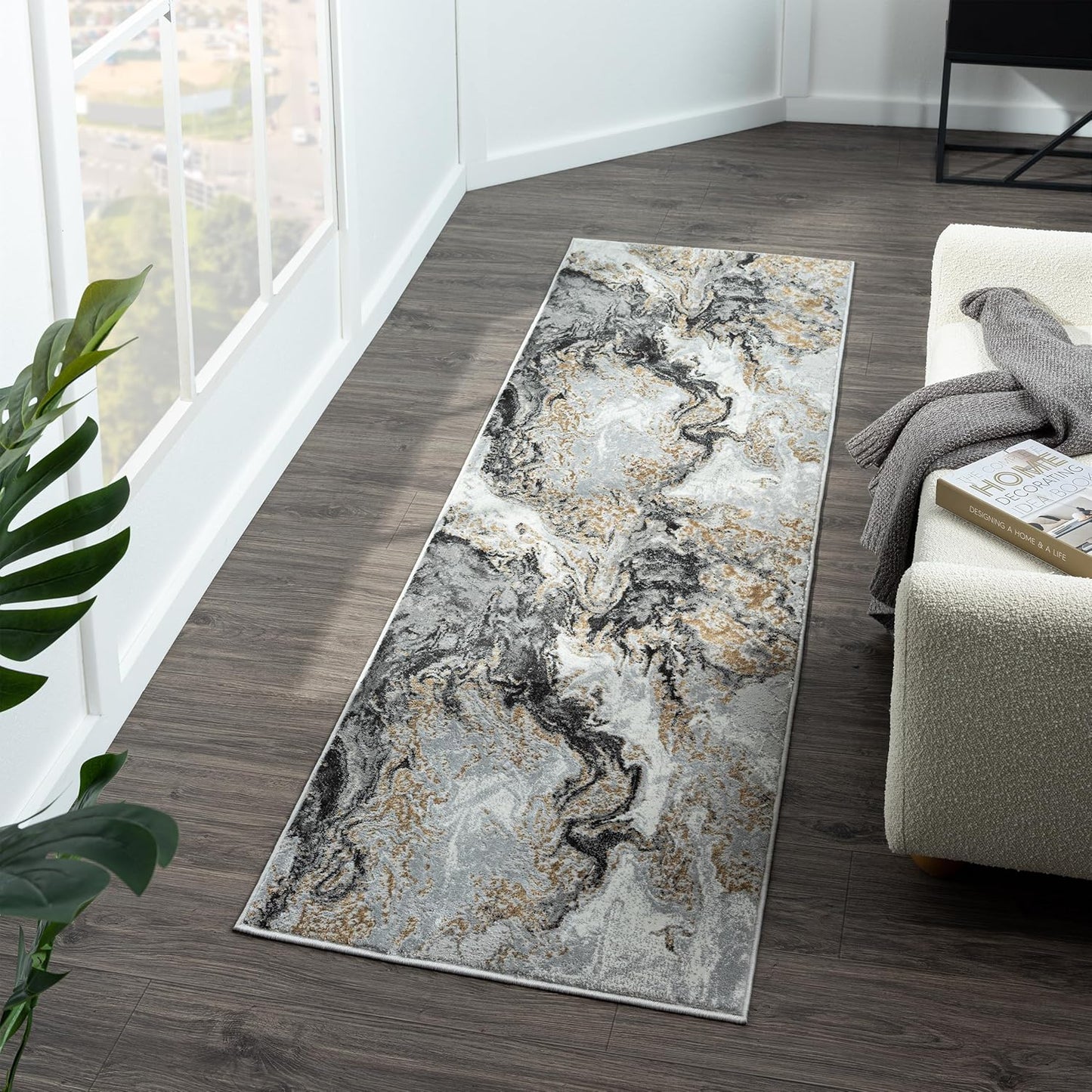 LUXE WEAVERS Marble Swirl Abstract Area Rug, Gray 5x7