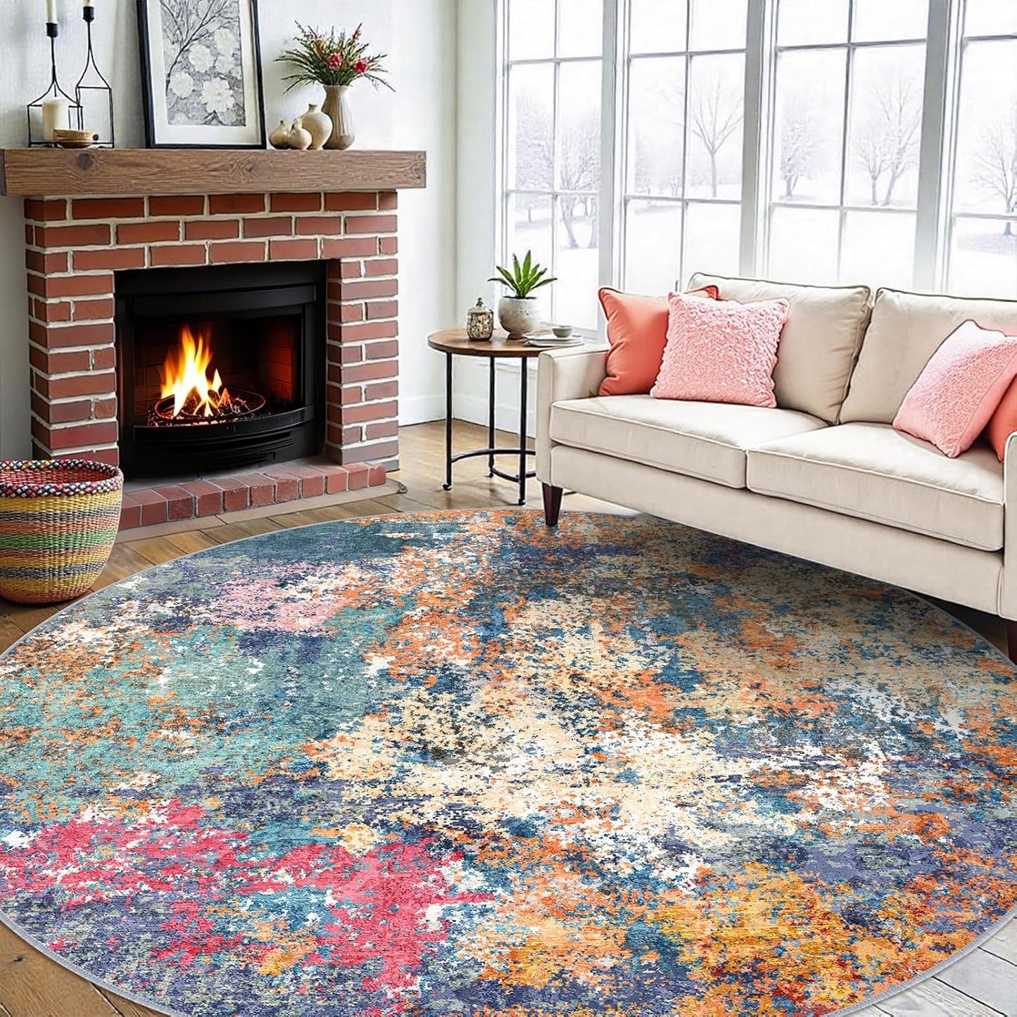RUUGME Washable 10X14 Rug Abstract - Living Room Bedroom Large Area Rug Indoor Farmhouse Stain Resistant Carpet Non-Slip Machine Washable Distressed Soft Room Decor 10X14 Grey