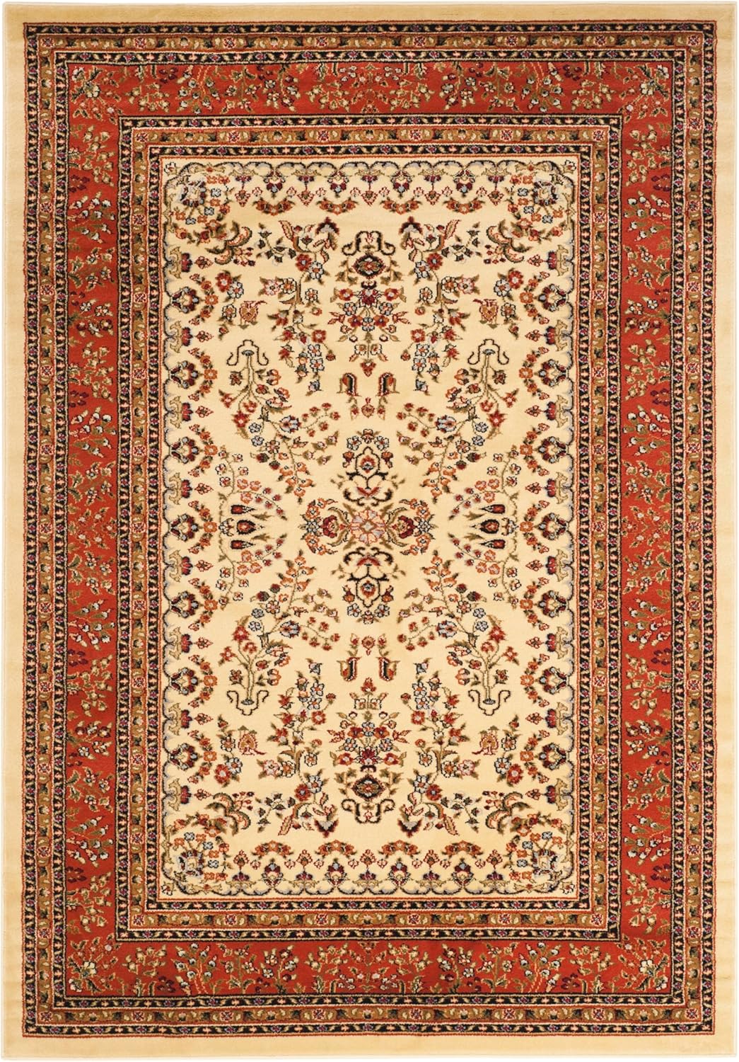 SAFAVIEH Lyndhurst Collection Area Rug - 9' x 12', Red & Black, Traditional Oriental Design, Non-Shedding & Easy Care, Ideal for High Traffic Areas in Living Room, Bedroom (LNH331B)