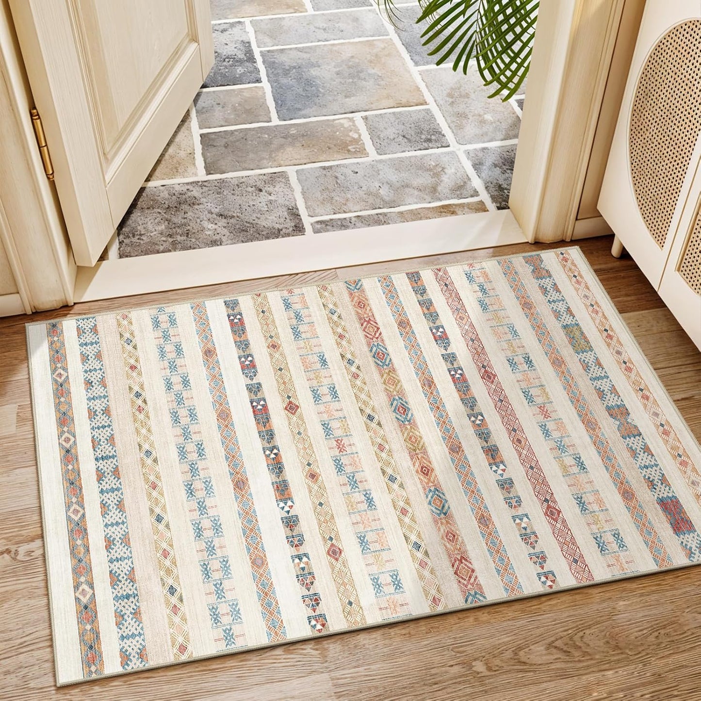 Washable Modern Area Rug: 10x14 Large Geometric Area Rugs for Living Room & Bedroom with Non-Slip Backing Modern Geometric Carpet for Living Room Brown Grey 10'x14'.