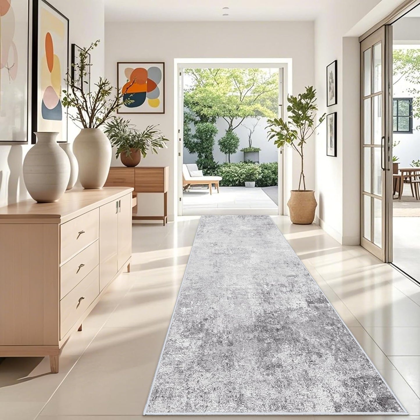 RUUGME Washable 10X14 Rug Abstract - Living Room Bedroom Large Area Rug Indoor Farmhouse Stain Resistant Carpet Non-Slip Machine Washable Distressed Soft Room Decor 10X14 Grey