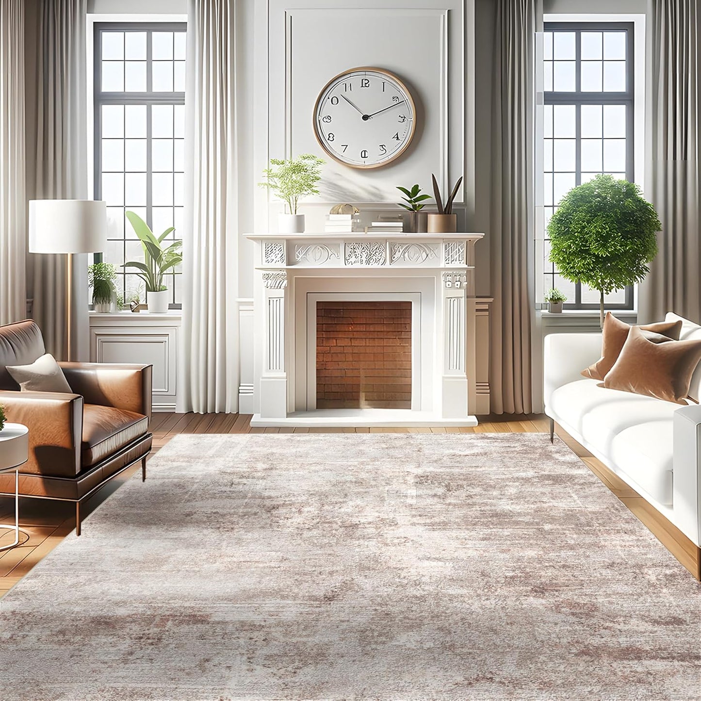 RUUGME Washable 10X14 Rug Abstract - Living Room Bedroom Large Area Rug Indoor Farmhouse Stain Resistant Carpet Non-Slip Machine Washable Distressed Soft Room Decor 10X14 Grey