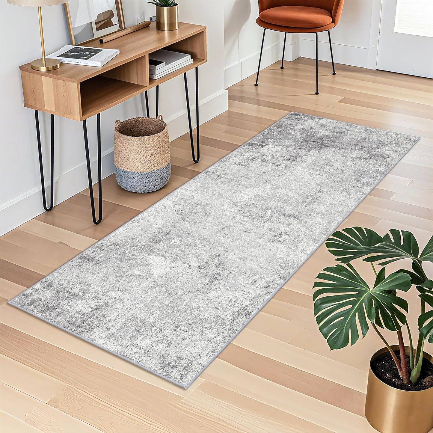 RUUGME Washable 10X14 Rug Abstract - Living Room Bedroom Large Area Rug Indoor Farmhouse Stain Resistant Carpet Non-Slip Machine Washable Distressed Soft Room Decor 10X14 Grey