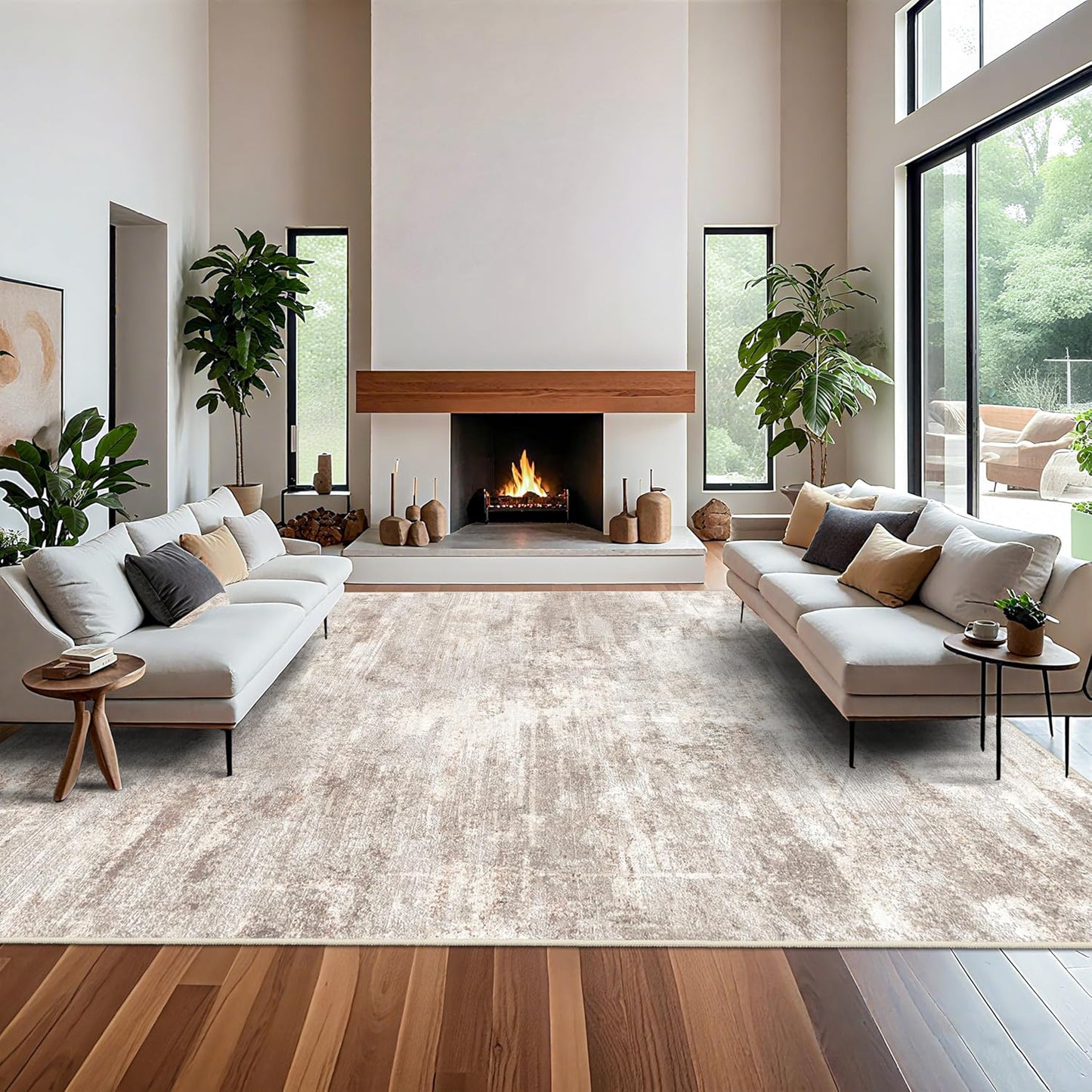 RUUGME Washable 10X14 Rug Abstract - Living Room Bedroom Large Area Rug Indoor Farmhouse Stain Resistant Carpet Non-Slip Machine Washable Distressed Soft Room Decor 10X14 Grey