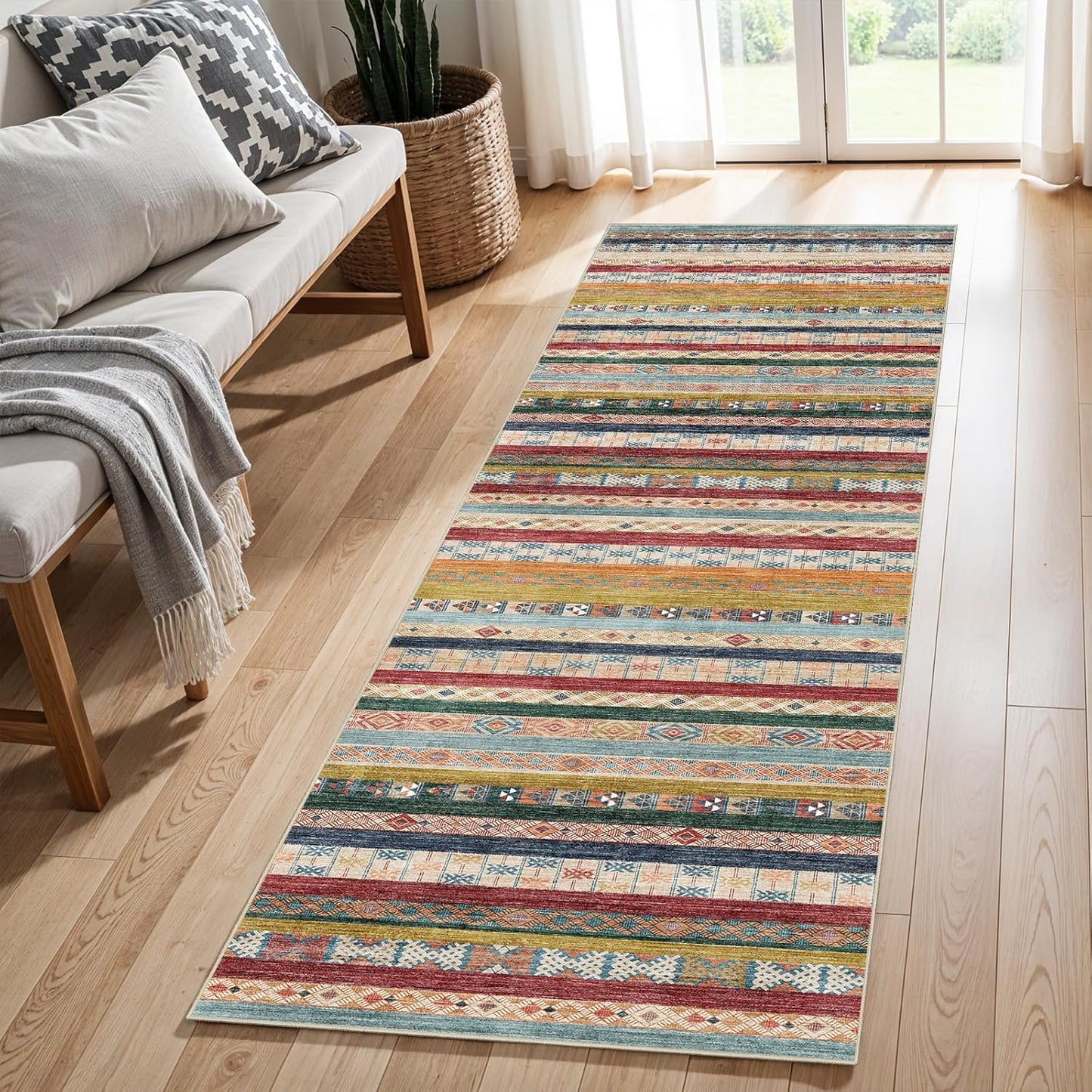 Washable Modern Area Rug: 10x14 Large Geometric Area Rugs for Living Room & Bedroom with Non-Slip Backing Modern Geometric Carpet for Living Room Brown Grey 10'x14'.