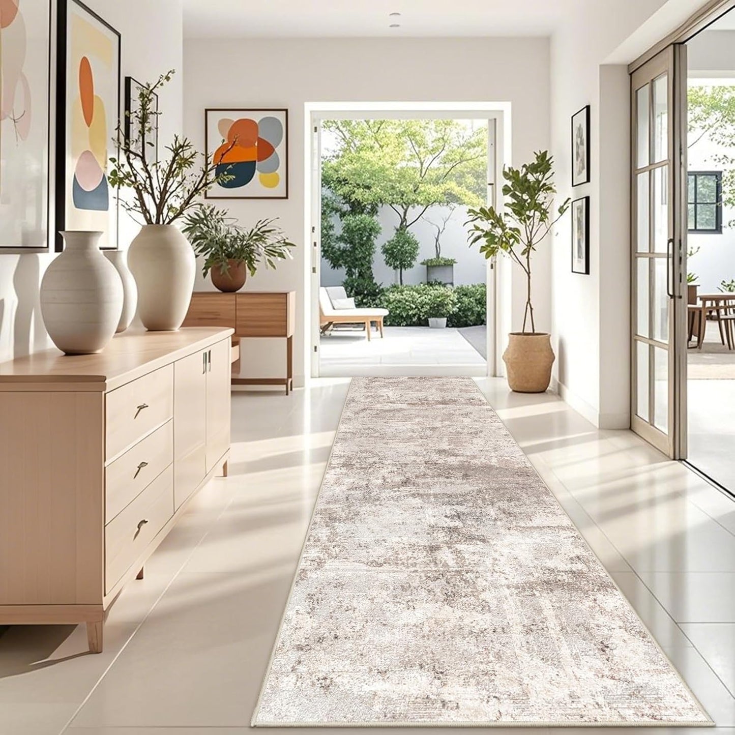 RUUGME Washable 10X14 Rug Abstract - Living Room Bedroom Large Area Rug Indoor Farmhouse Stain Resistant Carpet Non-Slip Machine Washable Distressed Soft Room Decor 10X14 Grey