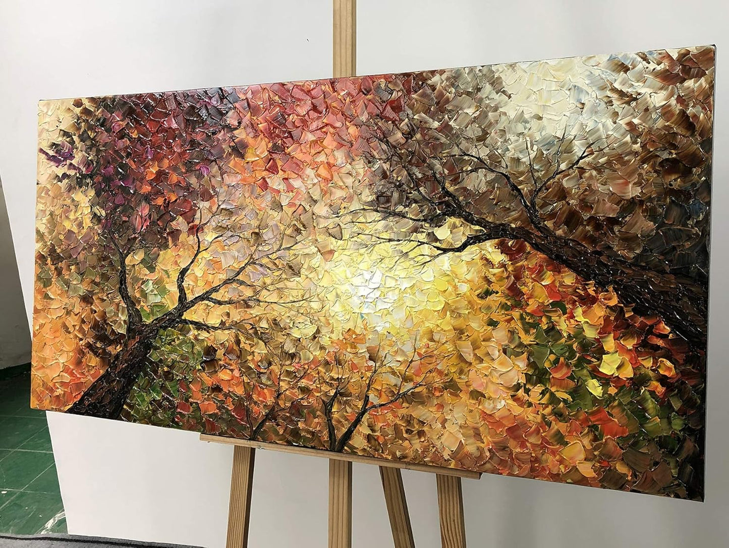 Tiancheng Art,30x60 Inch Modern Hand-Painted Tree Art Oil Painting Acrylic Abstract Wooden Frame Canvas Wall Art for Living Room Bedroom Office Hanging Residence Decorations