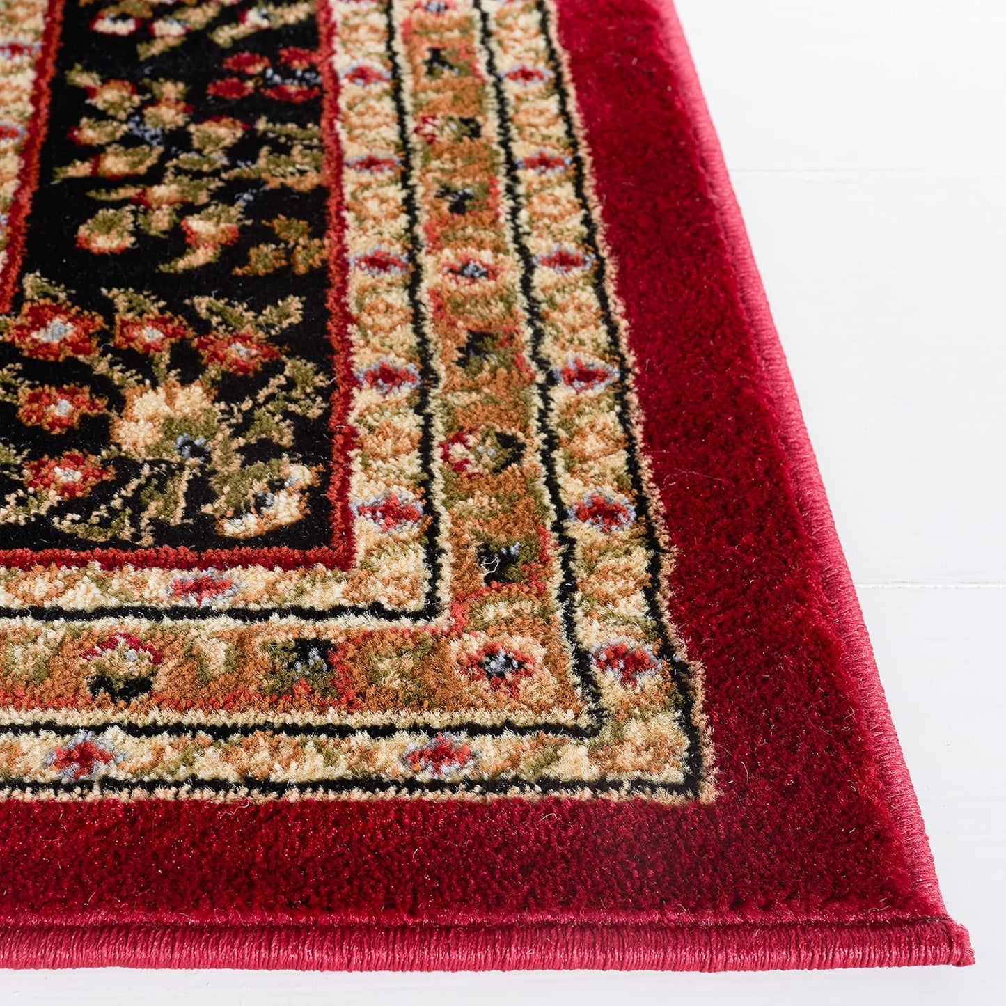 SAFAVIEH Lyndhurst Collection Area Rug - 9' x 12', Red & Black, Traditional Oriental Design, Non-Shedding & Easy Care, Ideal for High Traffic Areas in Living Room, Bedroom (LNH331B)
