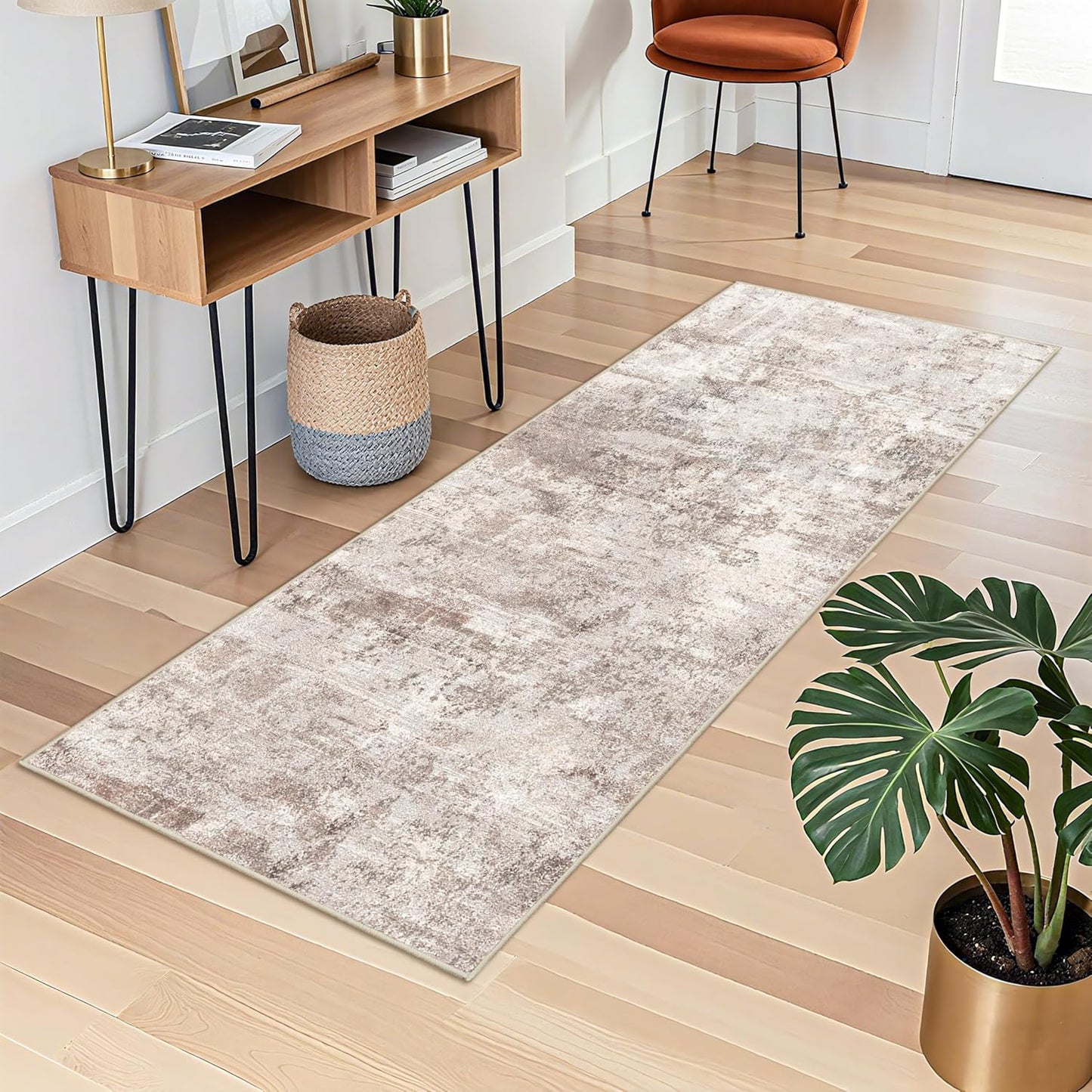RUUGME Washable 10X14 Rug Abstract - Living Room Bedroom Large Area Rug Indoor Farmhouse Stain Resistant Carpet Non-Slip Machine Washable Distressed Soft Room Decor 10X14 Grey