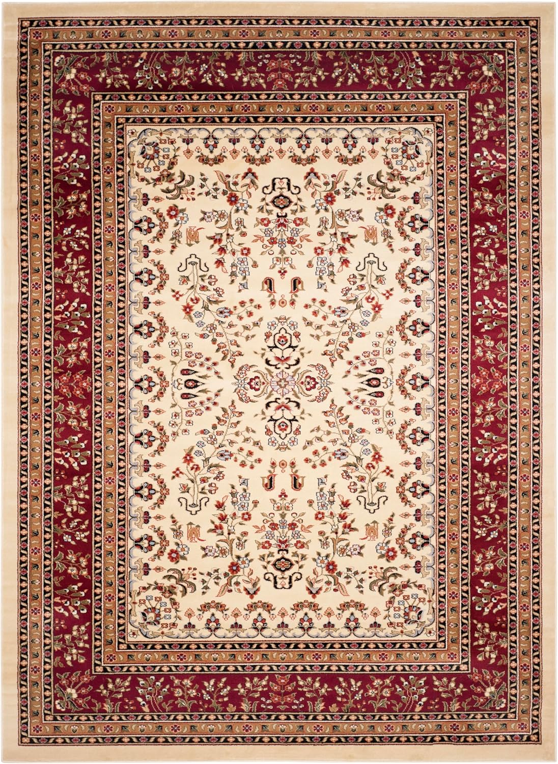 SAFAVIEH Lyndhurst Collection Area Rug - 9' x 12', Red & Black, Traditional Oriental Design, Non-Shedding & Easy Care, Ideal for High Traffic Areas in Living Room, Bedroom (LNH331B)