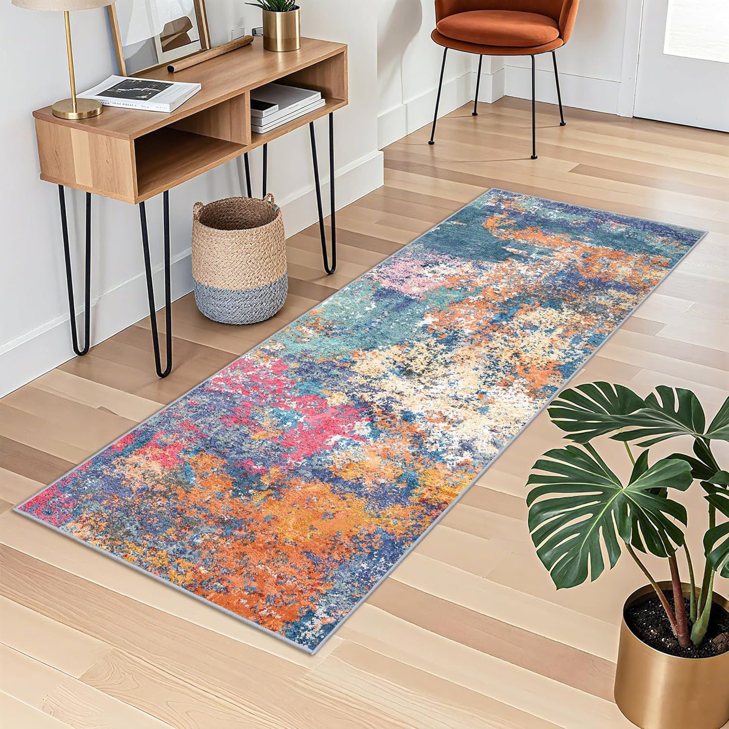 RUUGME Washable 10X14 Rug Abstract - Living Room Bedroom Large Area Rug Indoor Farmhouse Stain Resistant Carpet Non-Slip Machine Washable Distressed Soft Room Decor 10X14 Grey
