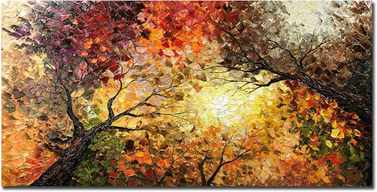 Tiancheng Art,30x60 Inch Modern Hand-Painted Tree Art Oil Painting Acrylic Abstract Wooden Frame Canvas Wall Art for Living Room Bedroom Office Hanging Residence Decorations