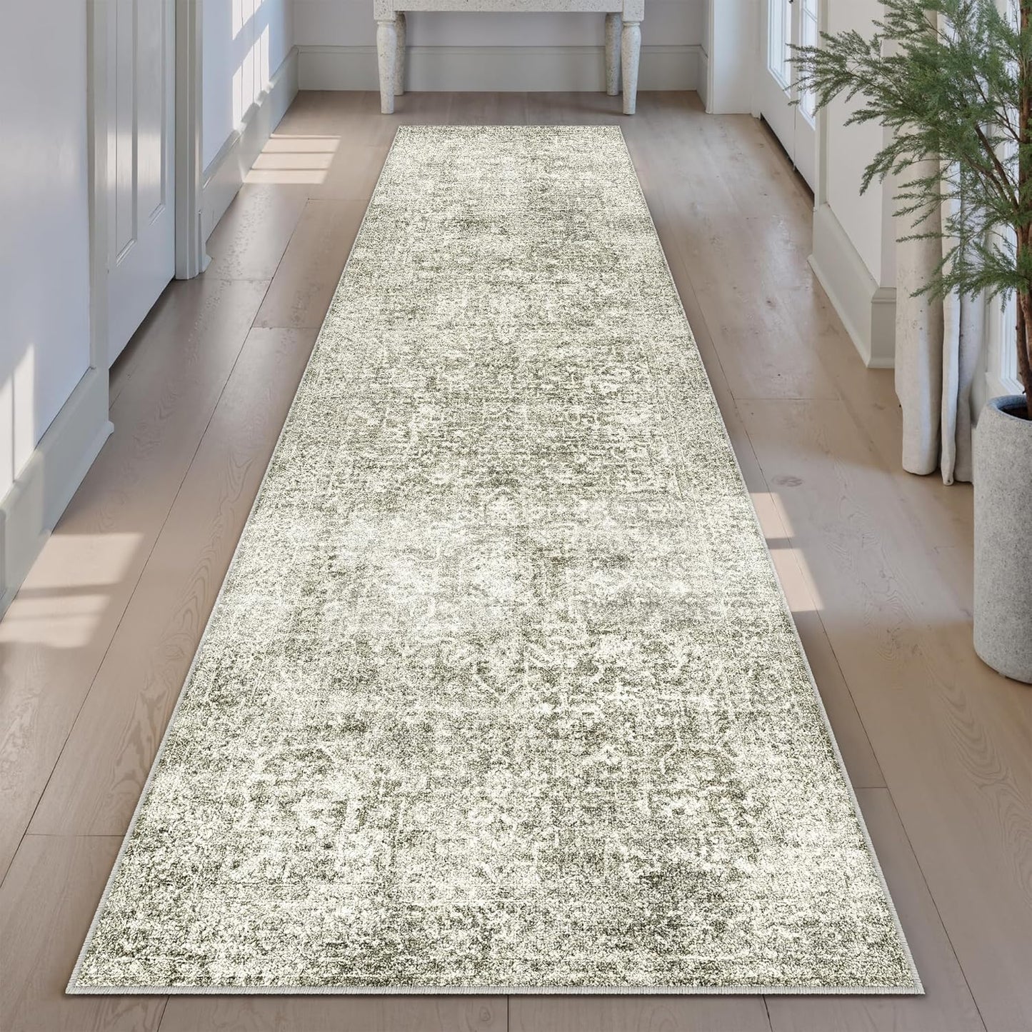 Washable Brown Area Rug 8x10 Modern Abstract Living Room Large Carpet Bedroom Neutral Soft Throw Rug Low Pile Non Slip Indoor Contemporary Floor Cover for Dining Room Office