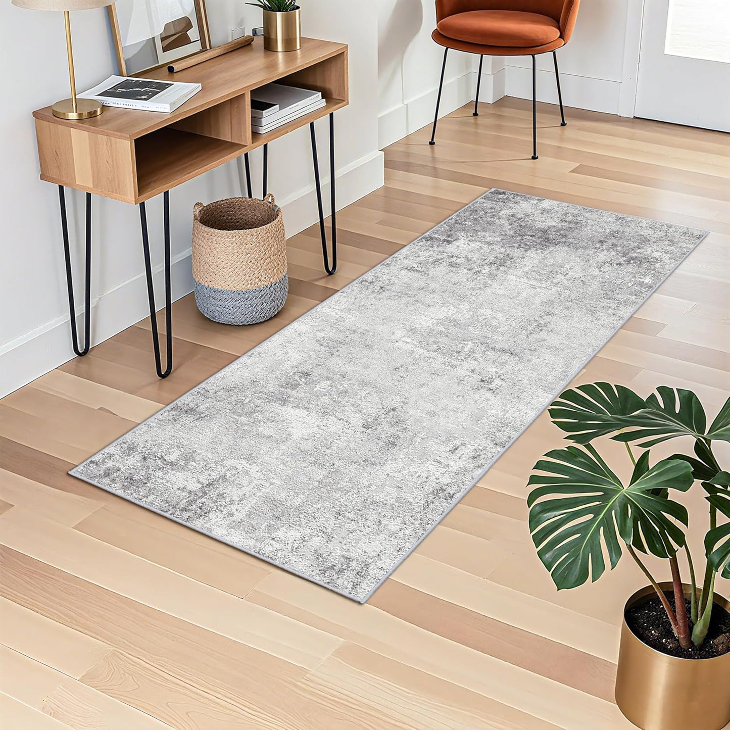 RUUGME Washable 10X14 Rug Abstract - Living Room Bedroom Large Area Rug Indoor Farmhouse Stain Resistant Carpet Non-Slip Machine Washable Distressed Soft Room Decor 10X14 Grey